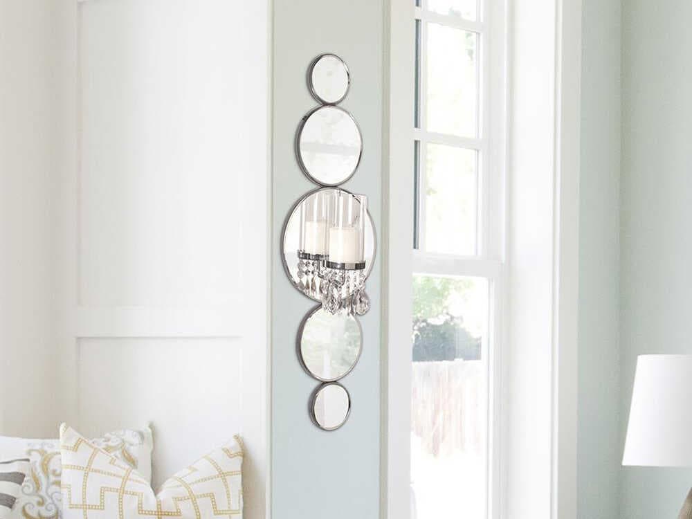 Howard Elliott Mirrored Silver Candle Holder