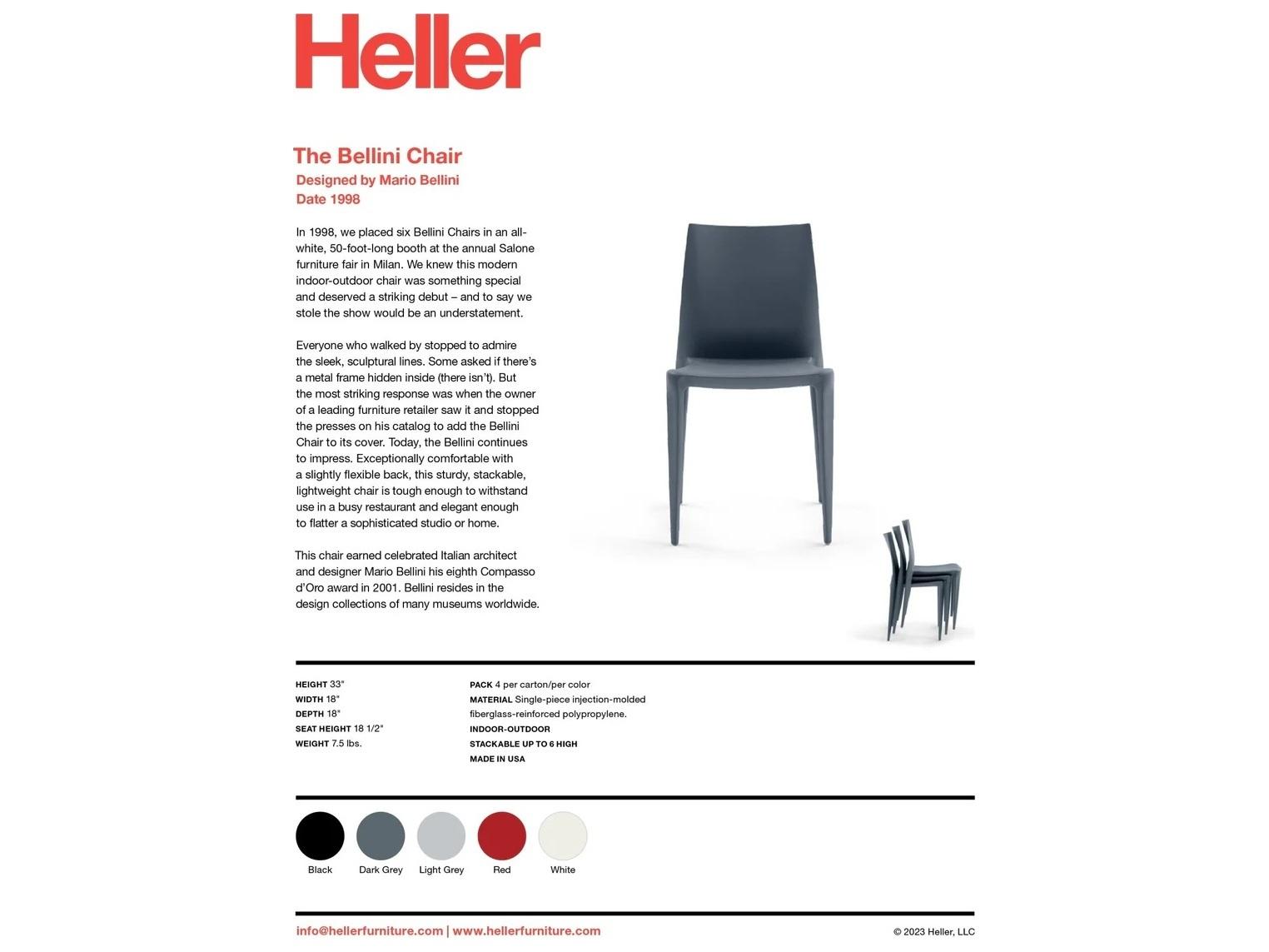 Heller Bellini Dark Gray Armless Dining Chair - Pack of 2