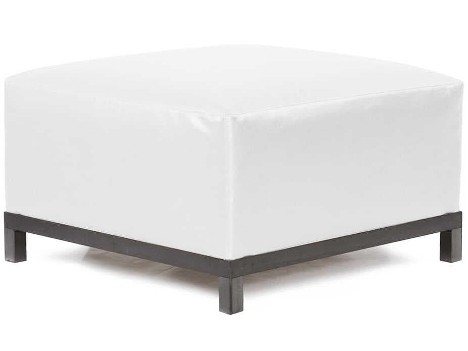 Howard Elliott Outdoor Axis Atlantis White Fabric Cushion Ottoman