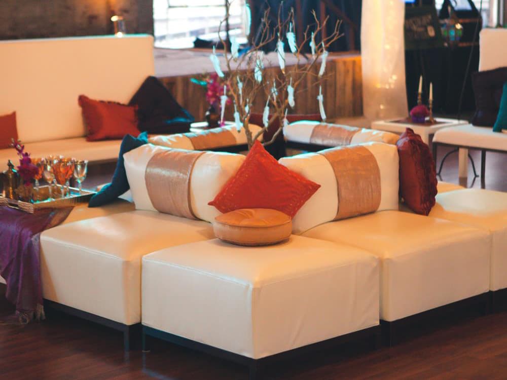 Howard Elliott Outdoor Axis Atlantis White Fabric Cushion Ottoman