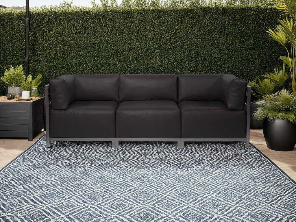 Howard Elliott Outdoor Axis Atlantis Black Fabric Cushion Sofa