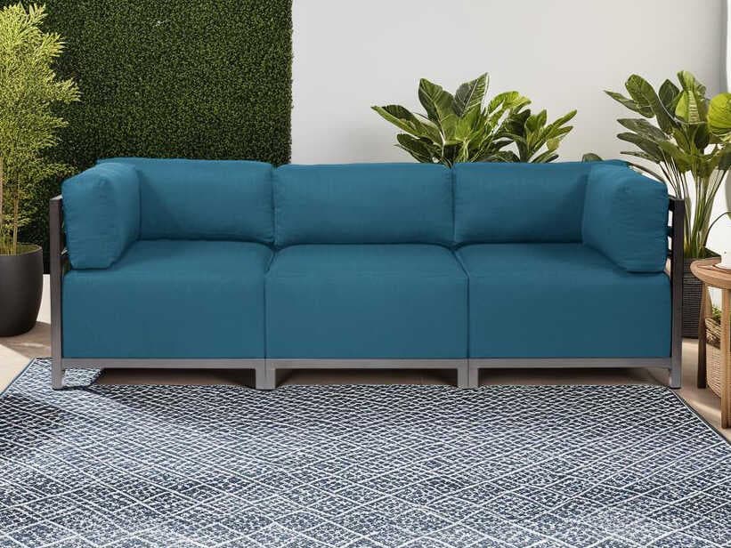 Howard Elliott Outdoor Axis Seascape Turquoise Fabric Cushion Sofa