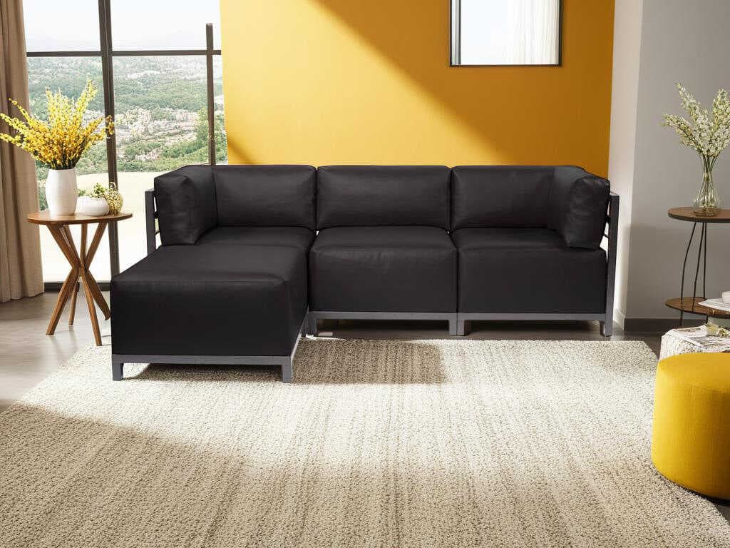 Howard Elliott Outdoor Axis Atlantis Black Fabric Cushion Lounge Set