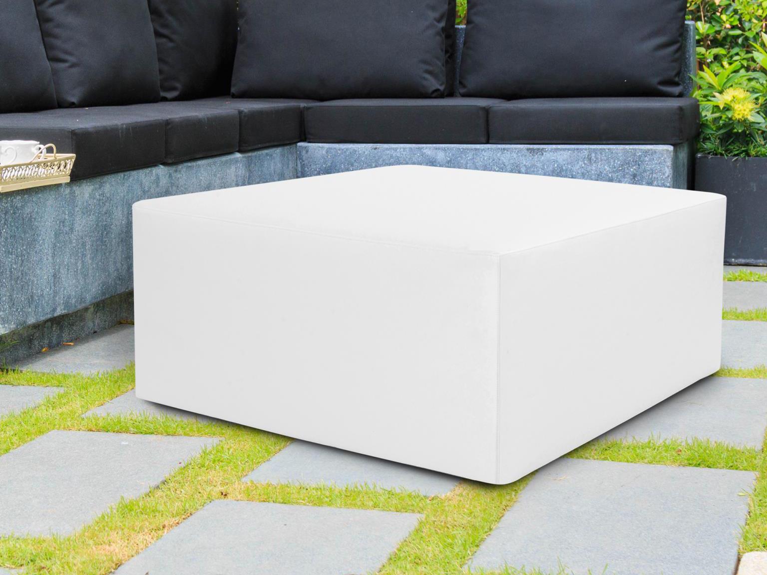 Howard Elliott Outdoor Universal Atlantis White Fabric Cushion Ottoman