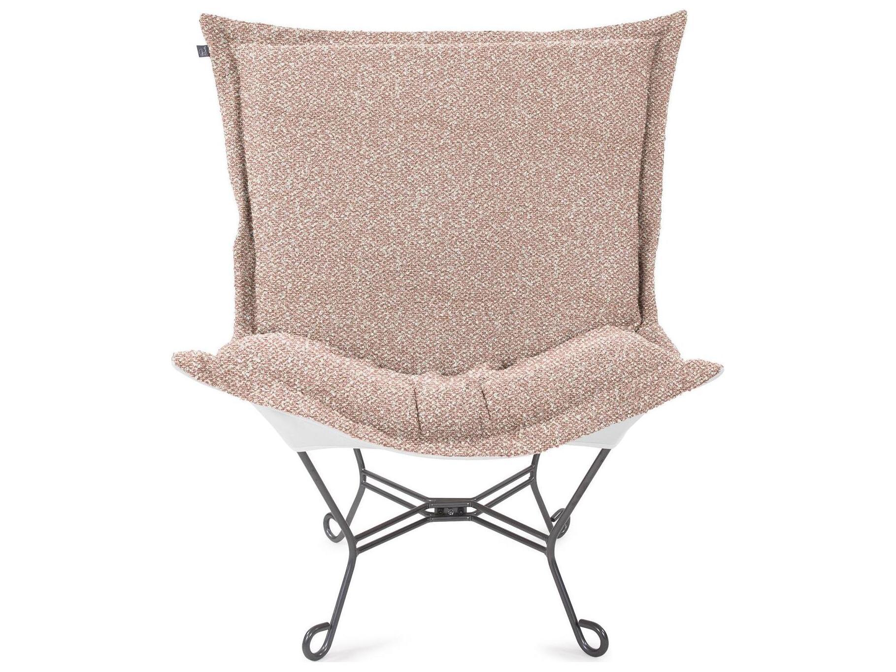 Howard Elliott Outdoor Puff Scroll Alicante Blush Fabric Cushion Lounge Chair