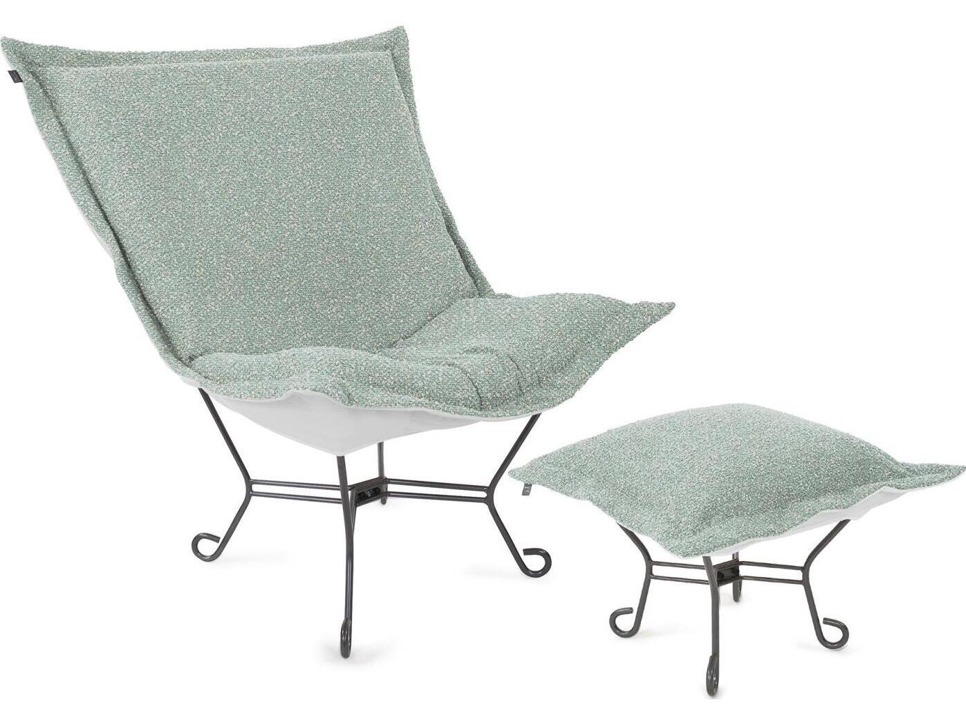 Howard Elliott Outdoor Puff Scroll Alicante Breeze Fabric Cushion Lounge Chair