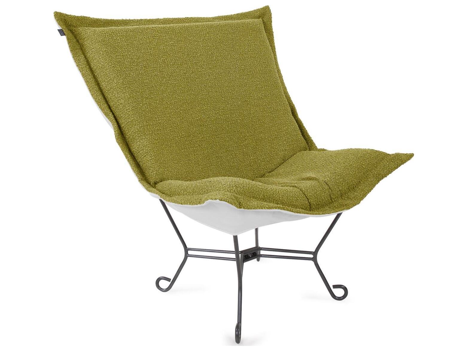 Howard Elliott Outdoor Puff Scroll Alicante Moss Fabric Cushion Lounge Chair