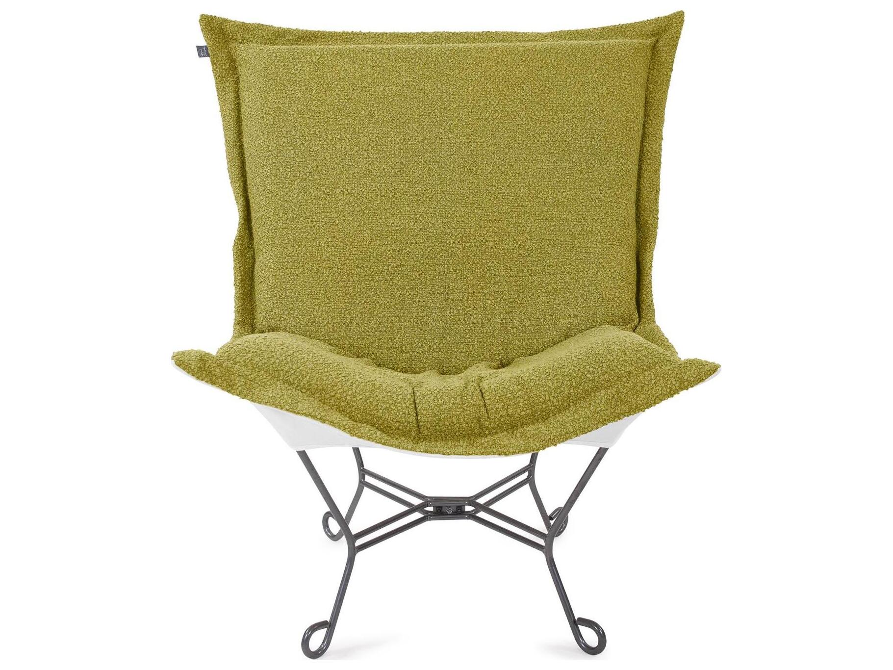 Howard Elliott Outdoor Puff Scroll Alicante Moss Fabric Cushion Lounge Chair