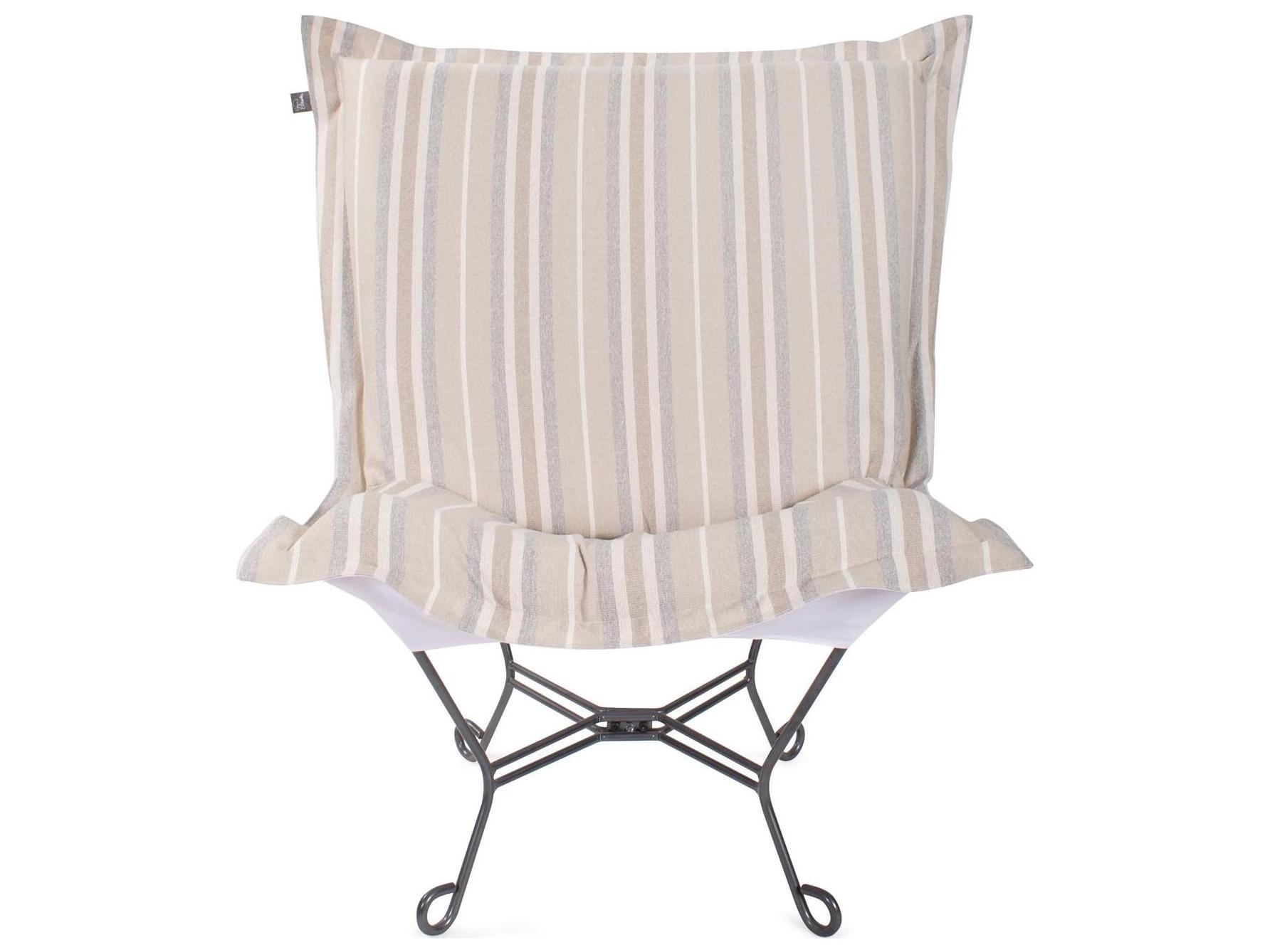 Howard Elliott Outdoor Puff Scroll Dune Sand Fabric Cushion Lounge Chair