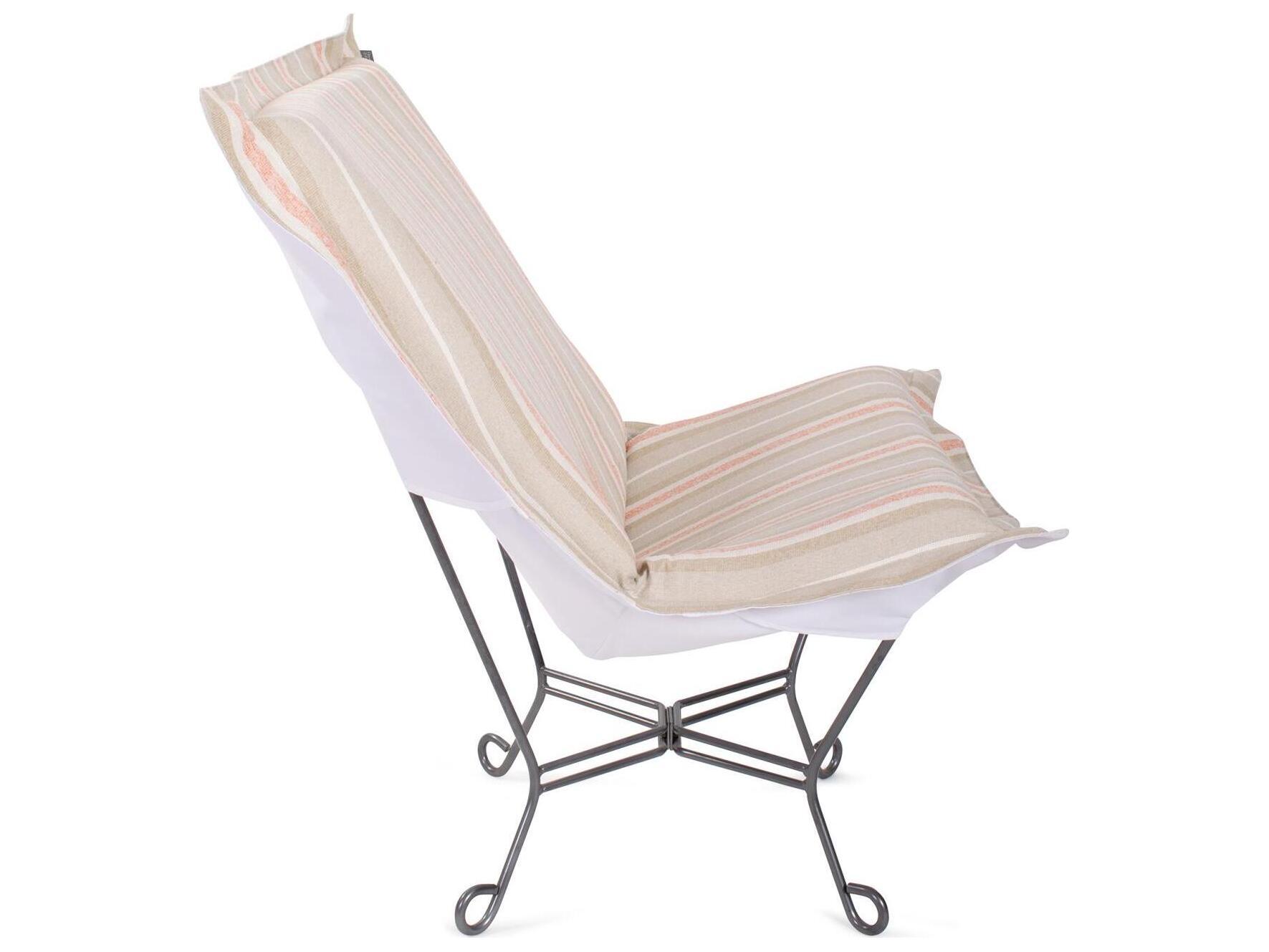 Howard Elliott Outdoor Puff Scroll Dune Terra Fabric Cushion Lounge Chair