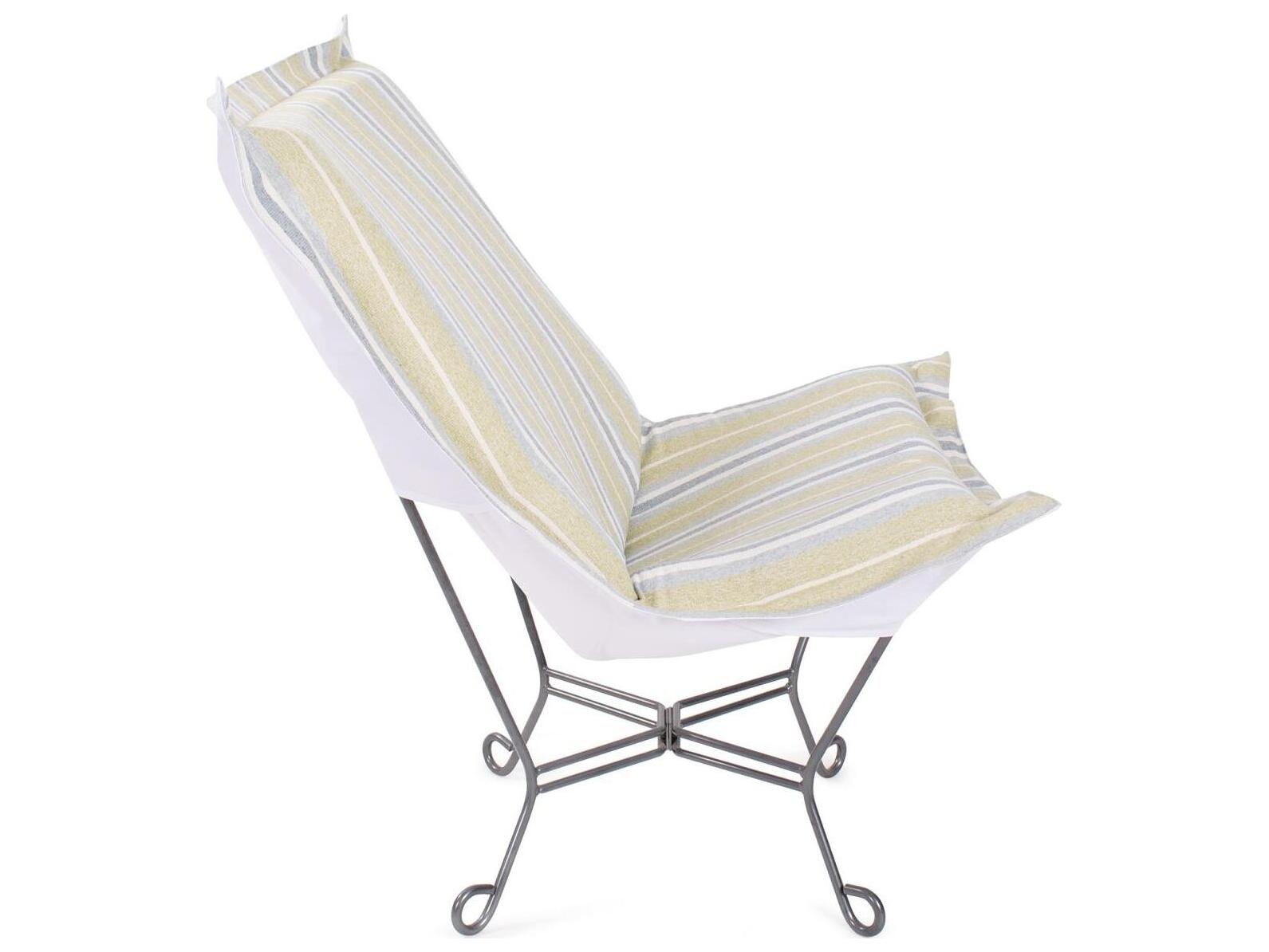 Howard Elliott Outdoor Puff Scroll Dune Moss Fabric Cushion Lounge Chair