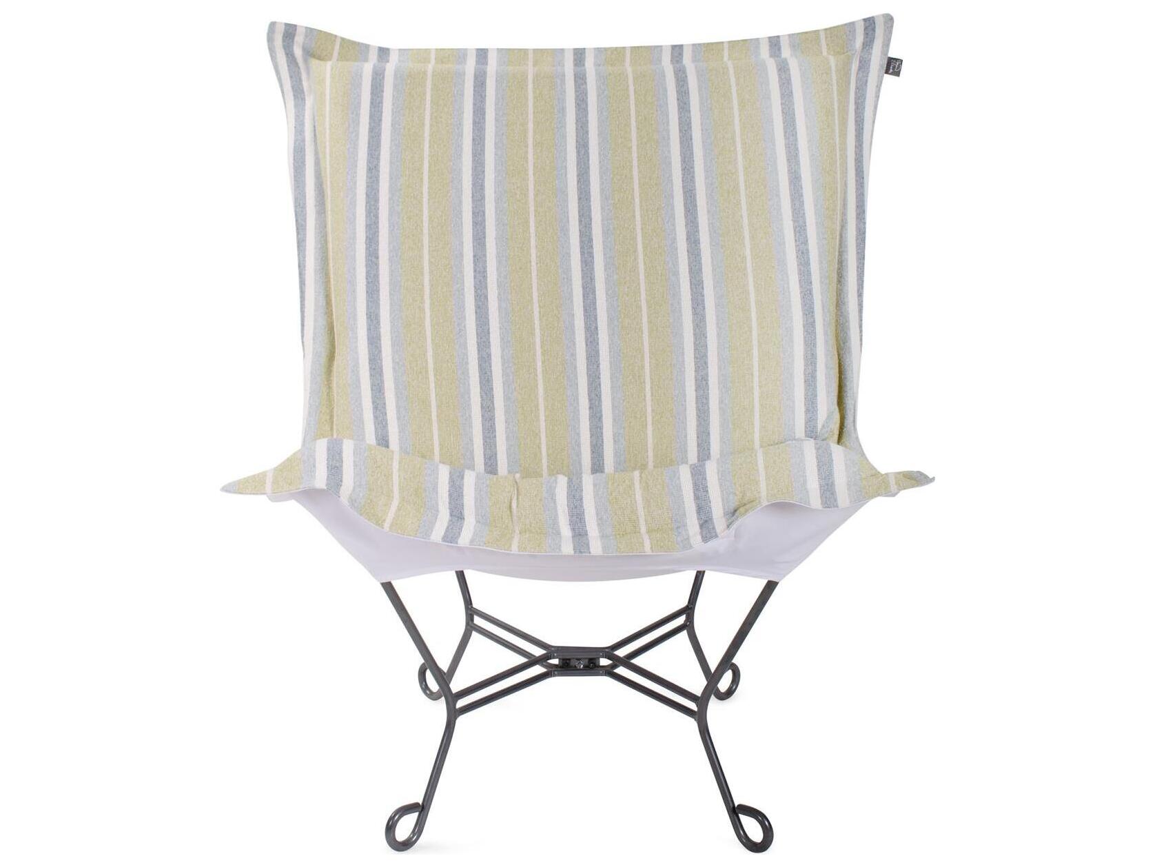 Howard Elliott Outdoor Puff Scroll Dune Moss Fabric Cushion Lounge Chair