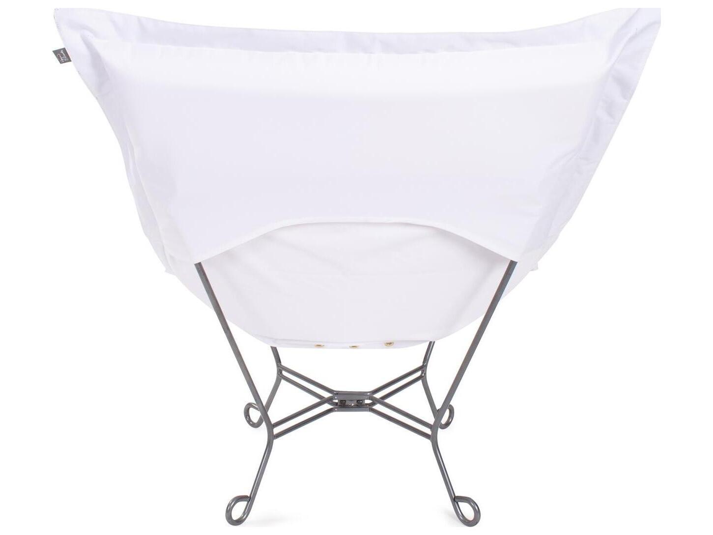 Howard Elliott Outdoor Puff Scroll Syros Fog Fabric Cushion Lounge Chair