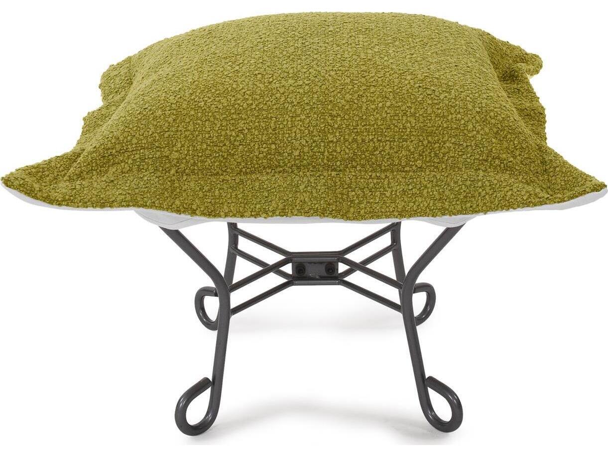 Howard Elliott Outdoor Puff Scroll Alicante Moss Fabric Cushion Ottoman