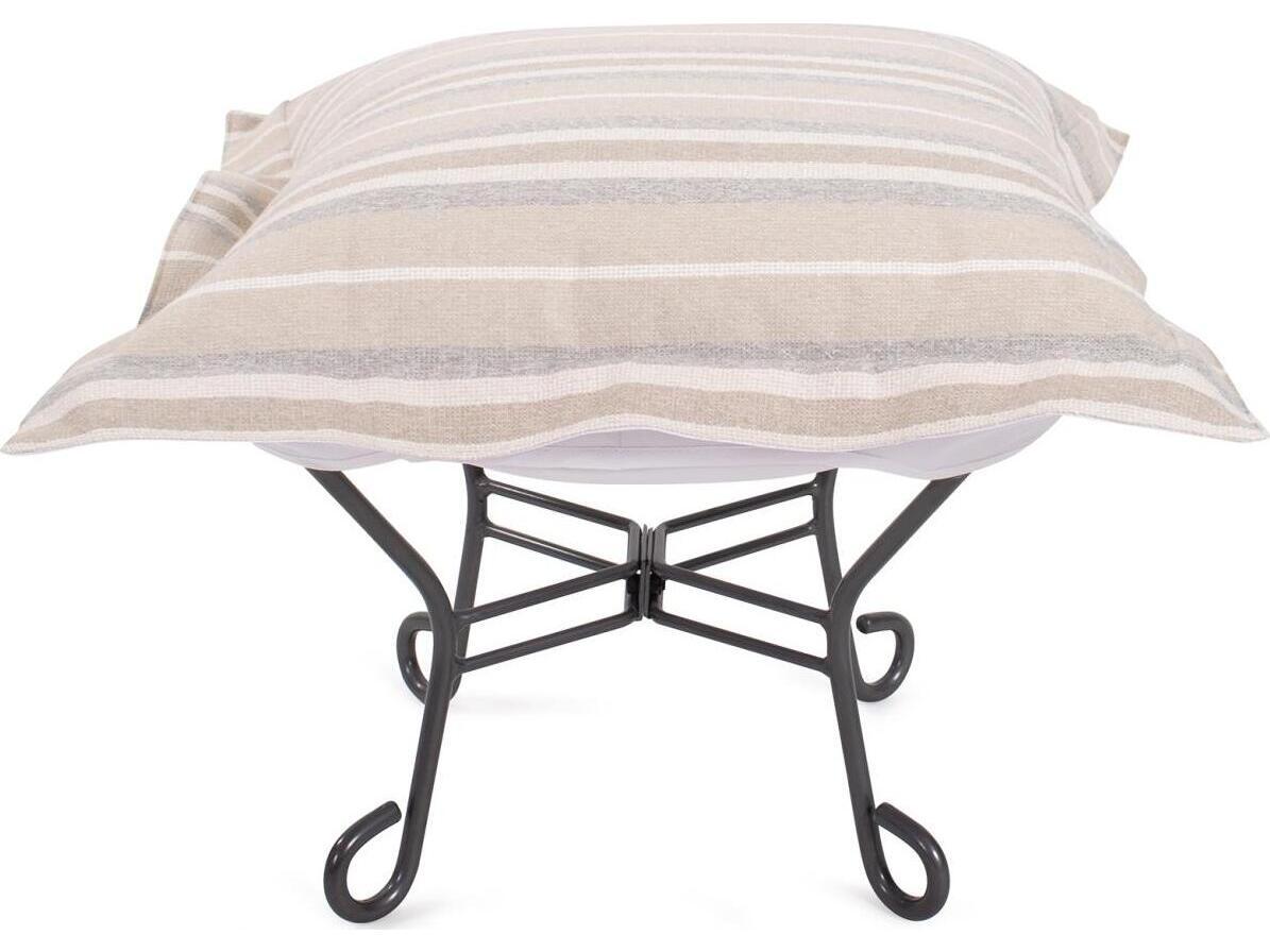 Howard Elliott Outdoor Puff Scroll Dune Sand Fabric Cushion Ottoman