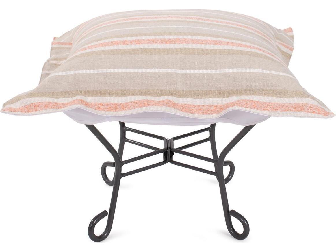 Howard Elliott Outdoor Puff Scroll Dune Terra Fabric Cushion Ottoman