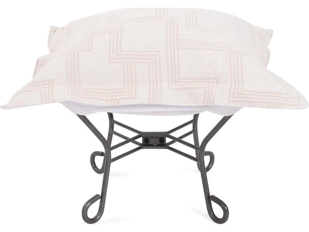 Howard Elliott Outdoor Puff Scroll Syros Natural Fabric Cushion Ottoman