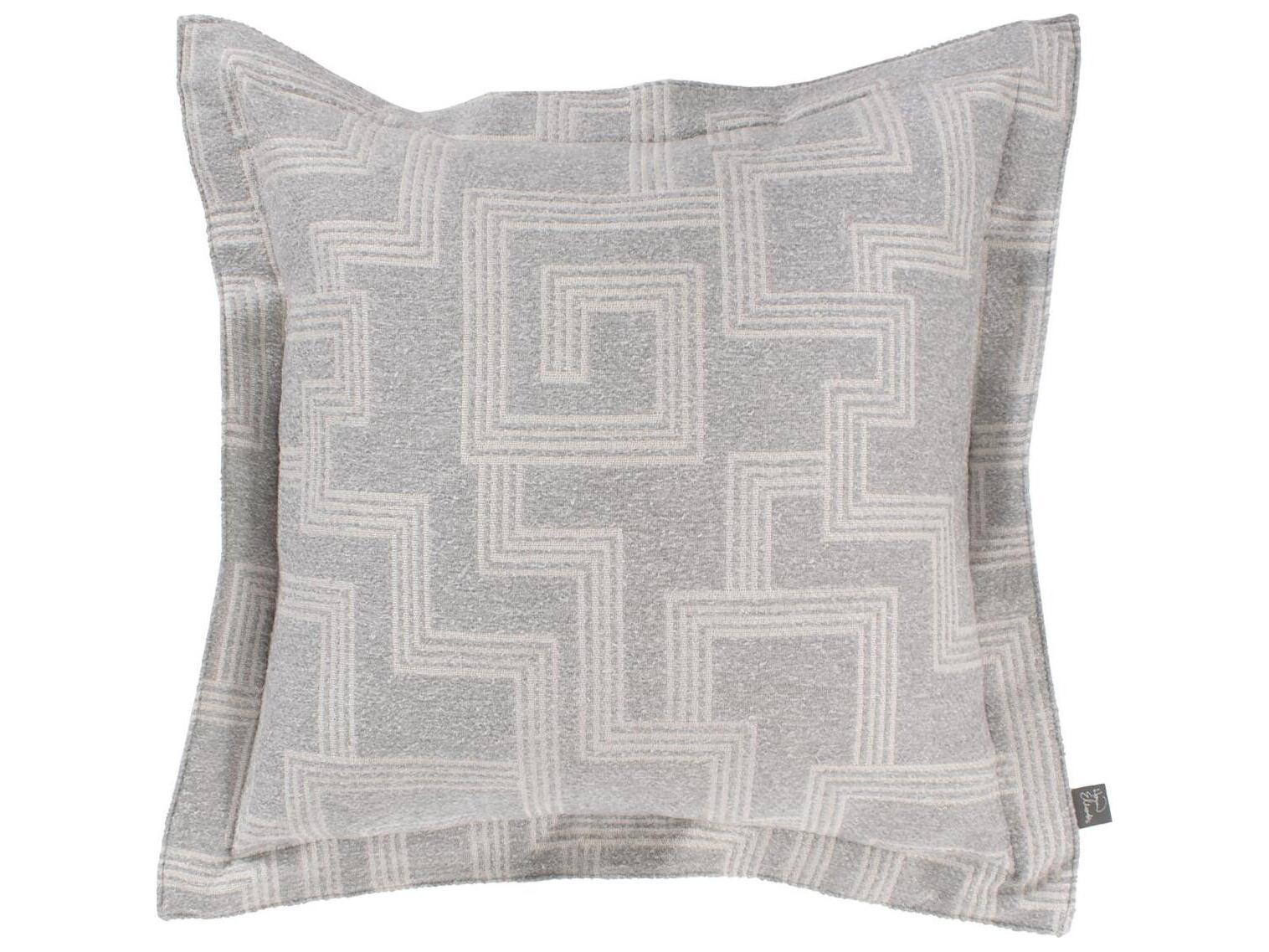 Howard Elliott Outdoor Puff Scroll Syros Fog Fabric Cushion Ottoman