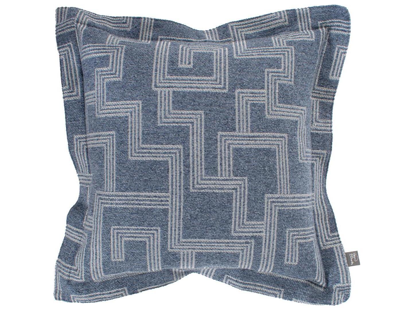 Howard Elliott Outdoor Puff Scroll Syros Denim Fabric Cushion Ottoman