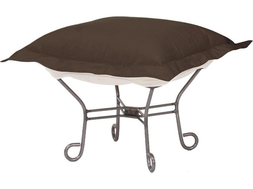 Howard Elliott Outdoor Puff Scroll Seascape Chocolate Fabric Cushion Ottoman