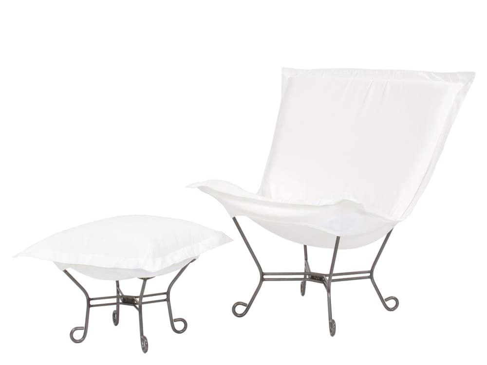 Howard Elliott Outdoor Puff Scroll Seascape Natural Fabric Cushion Ottoman