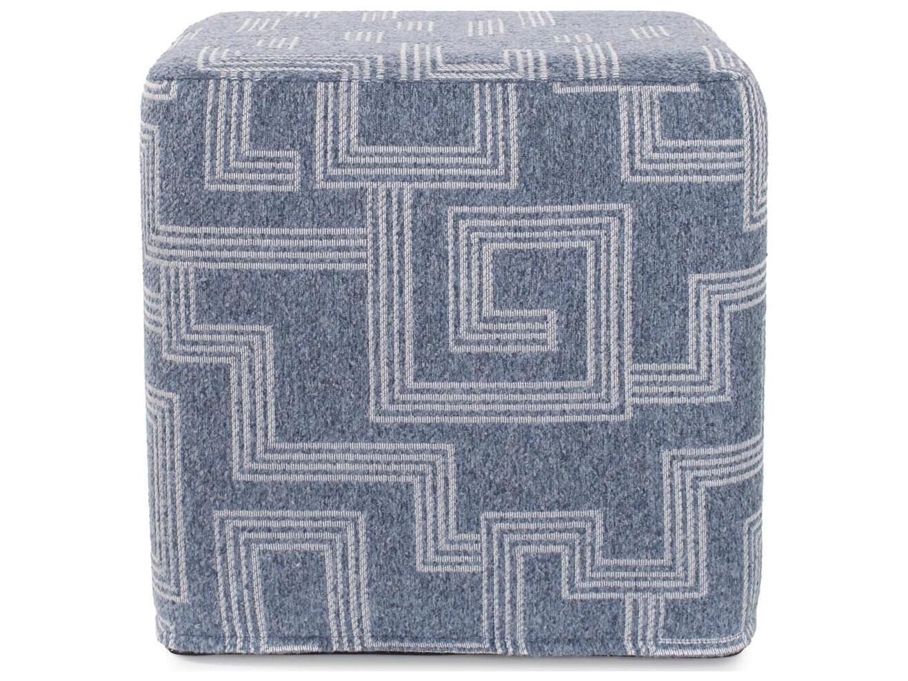 Howard Elliott Outdoor No Tip Syros Denim Fabric Cushion Ottoman