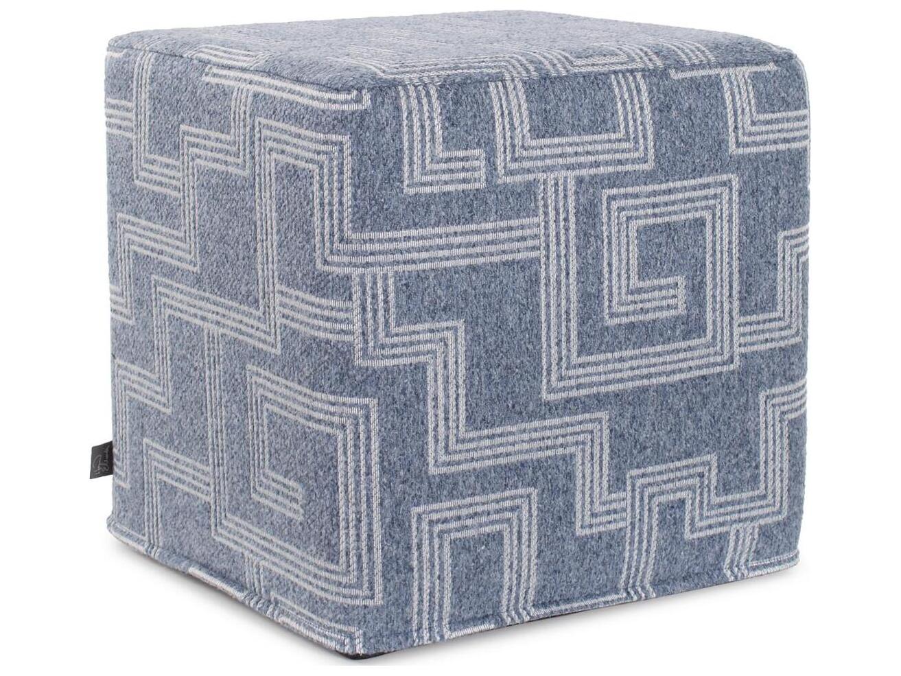 Howard Elliott Outdoor No Tip Syros Denim Fabric Cushion Ottoman