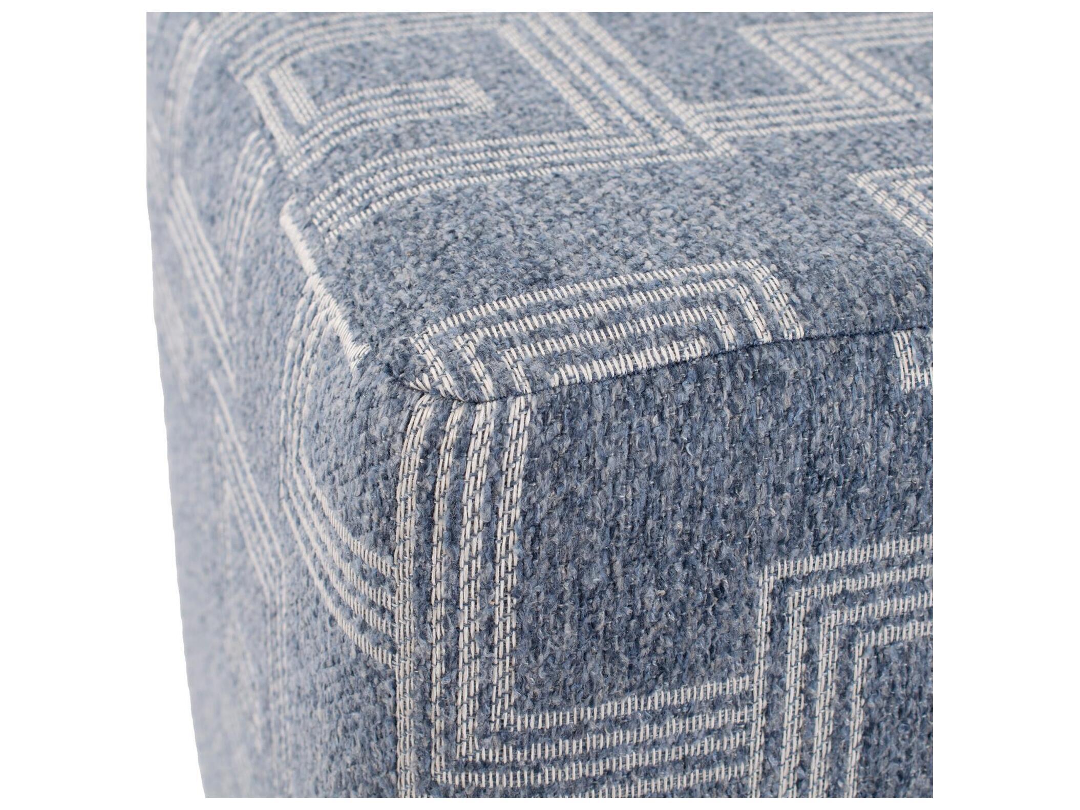 Howard Elliott Outdoor No Tip Syros Denim Fabric Cushion Ottoman