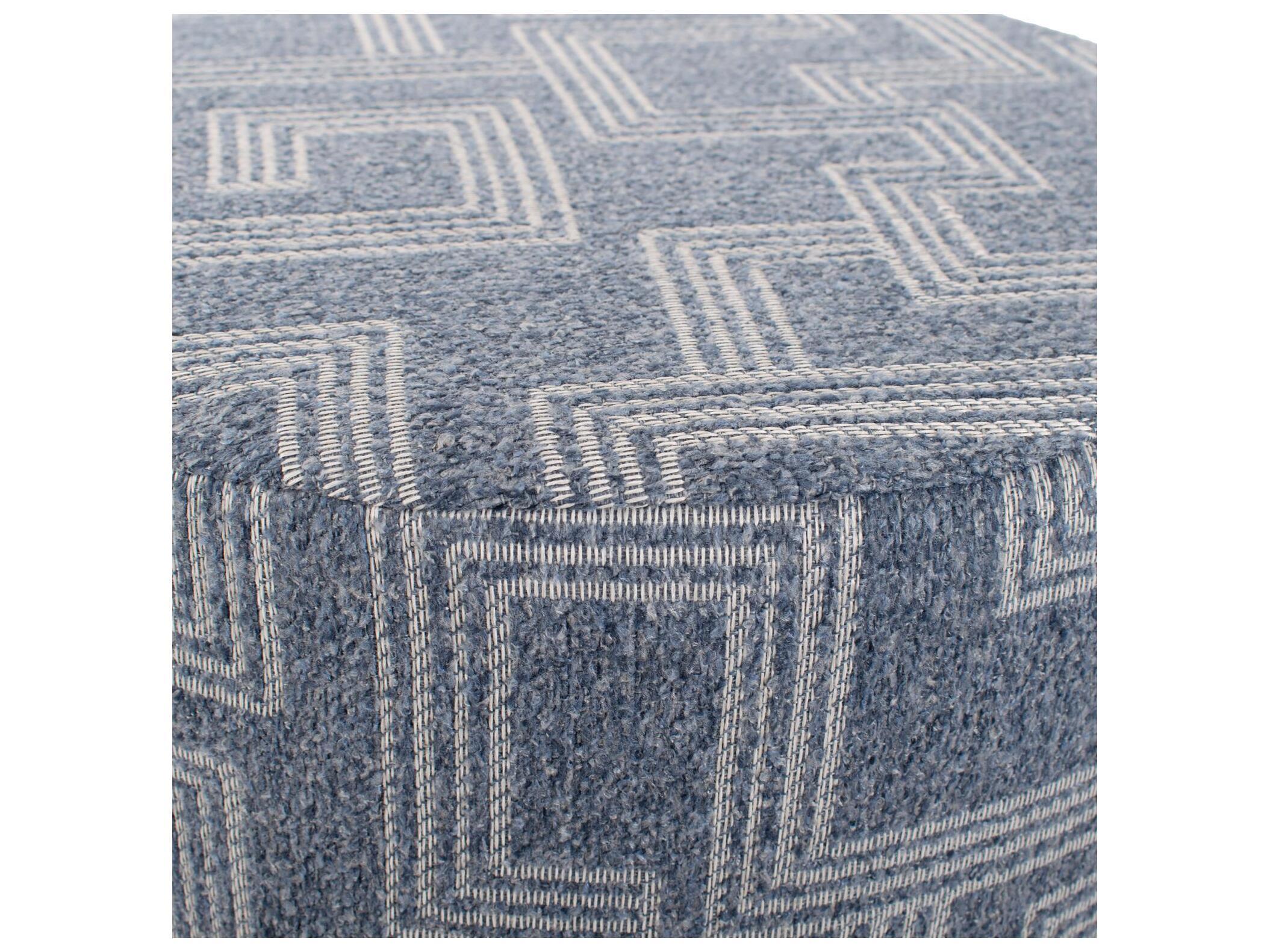 Howard Elliott Outdoor No Tip Syros Denim Fabric Cushion Ottoman