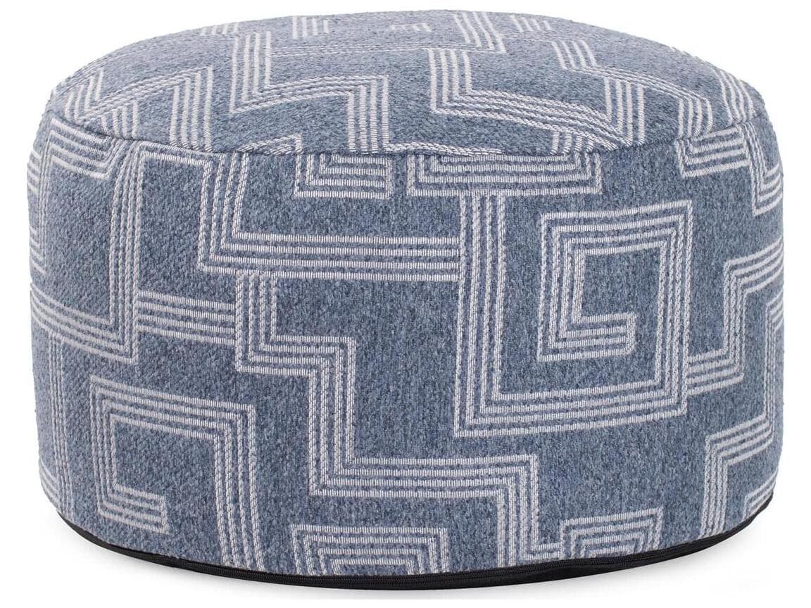 Howard Elliott Outdoor Syros Denim Fabric Cushion Ottoman