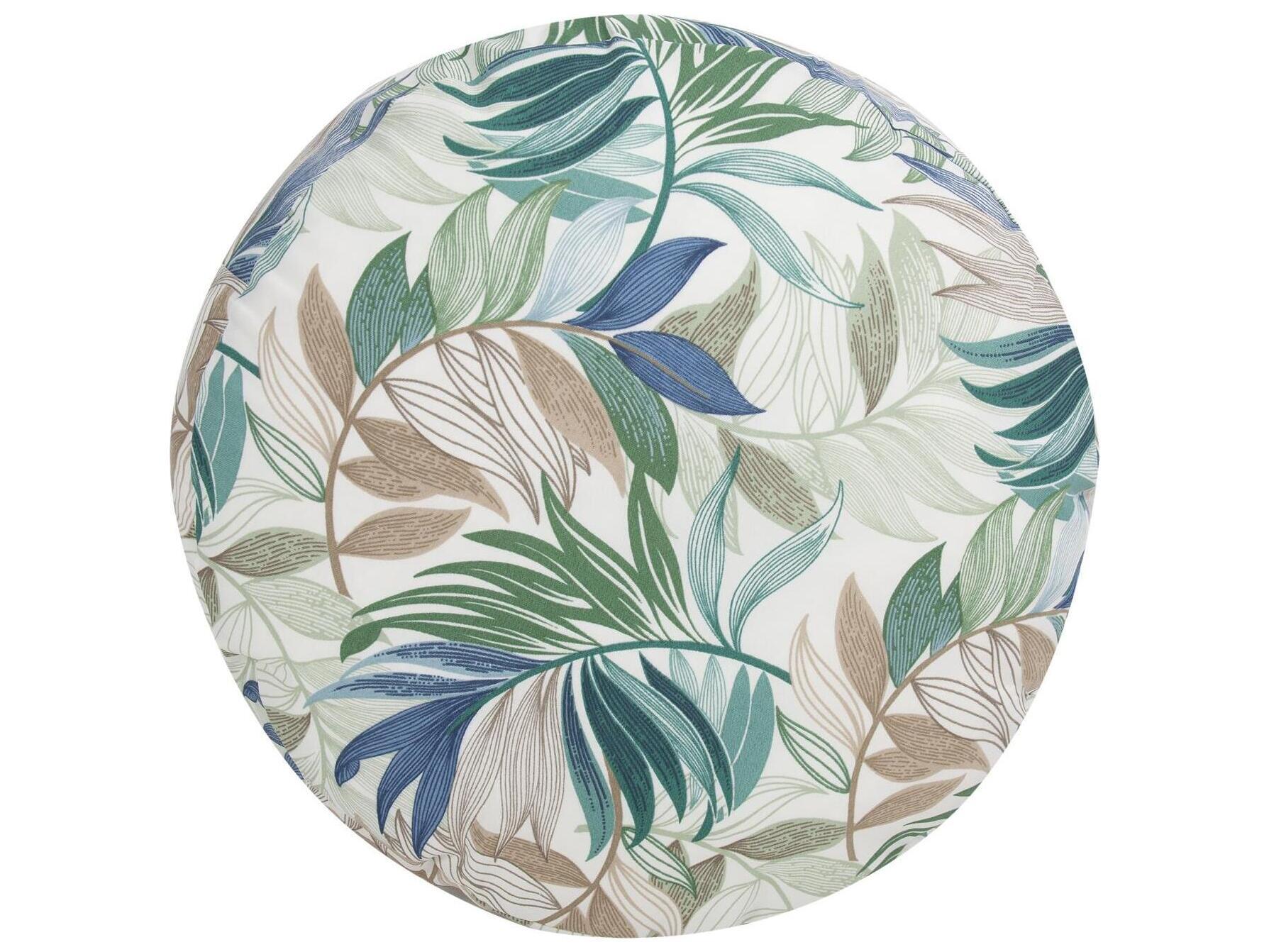 Howard Elliott Outdoor Fern Indigo Fabric Cushion Ottoman