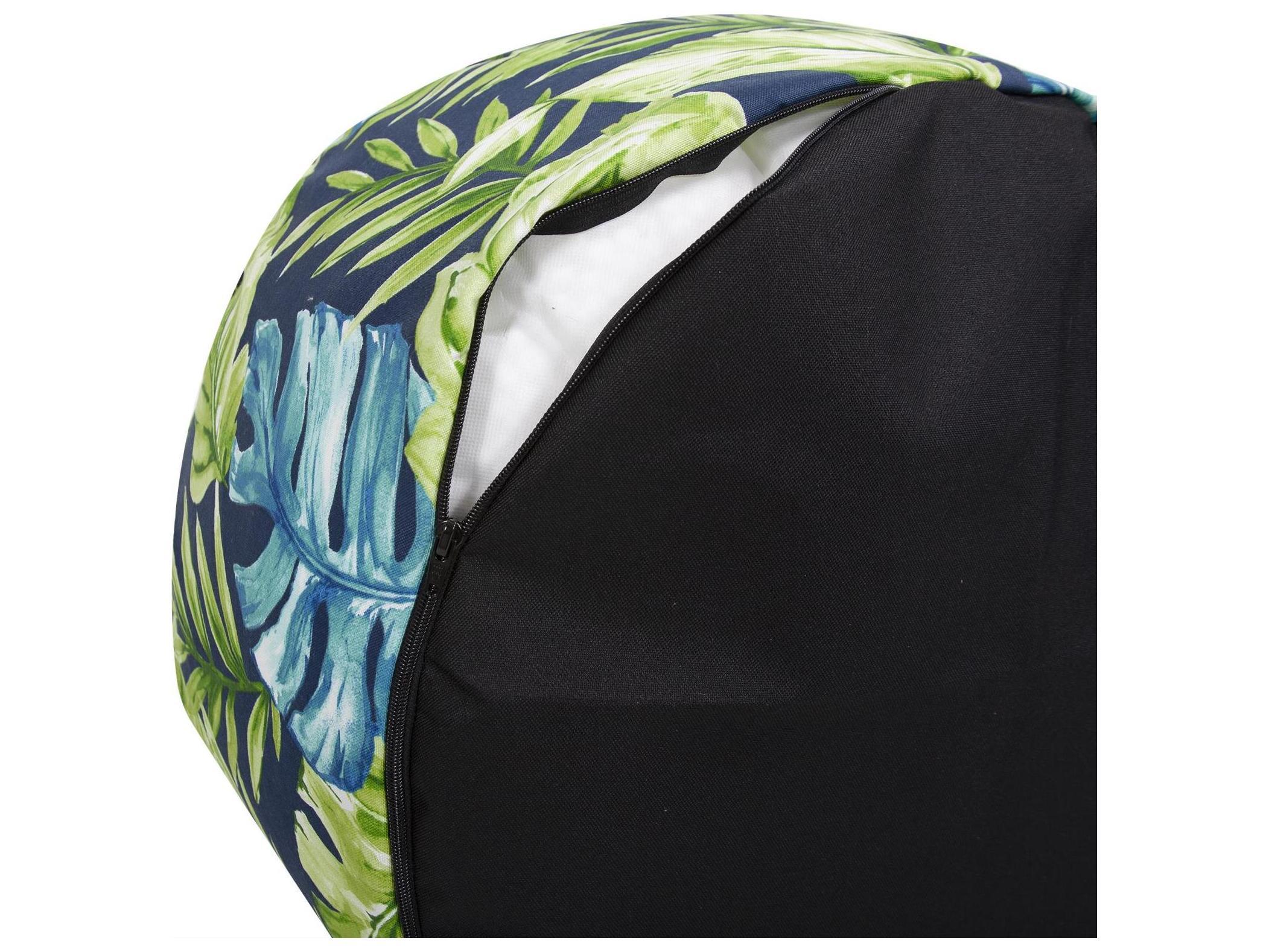Howard Elliott Outdoor Cardoon Indigo lime Fabric Cushion Ottoman