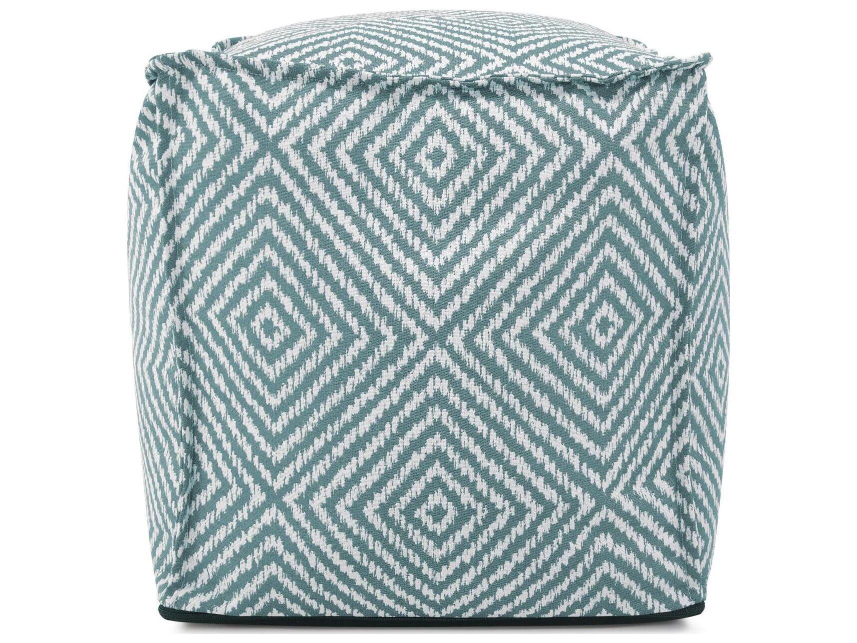 Howard Elliott Outdoor Helm Teal Fabric Cushion Ottoman