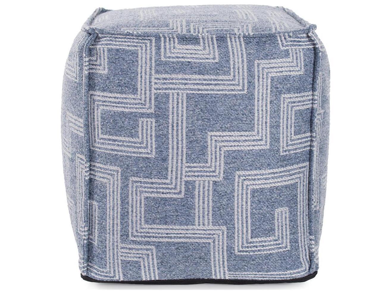 Howard Elliott Outdoor Syros Denim Fabric Cushion Ottoman