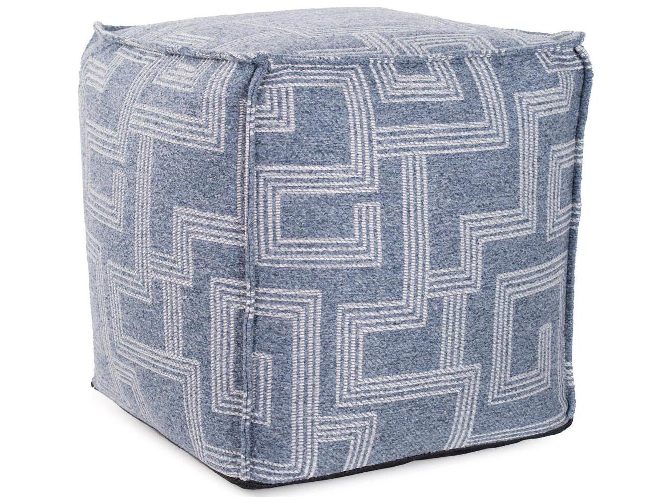 Howard Elliott Outdoor Syros Denim Fabric Cushion Ottoman