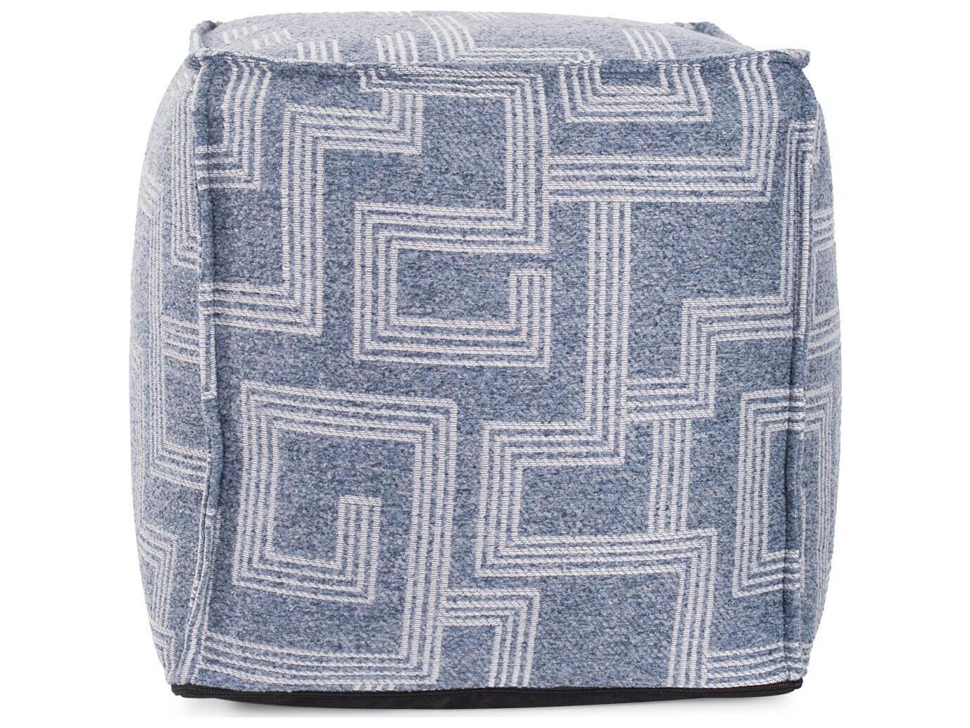 Howard Elliott Outdoor Syros Denim Fabric Cushion Ottoman