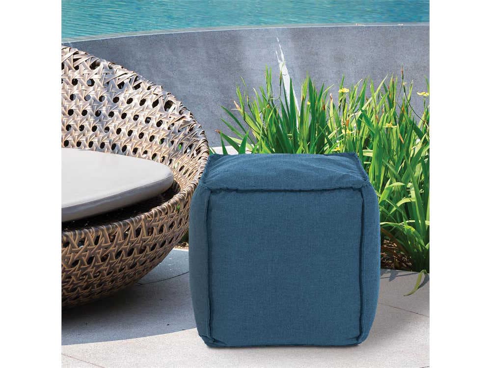 Howard Elliott Outdoor Patio Seascape Turquoise Fabric Cushion Ottoman