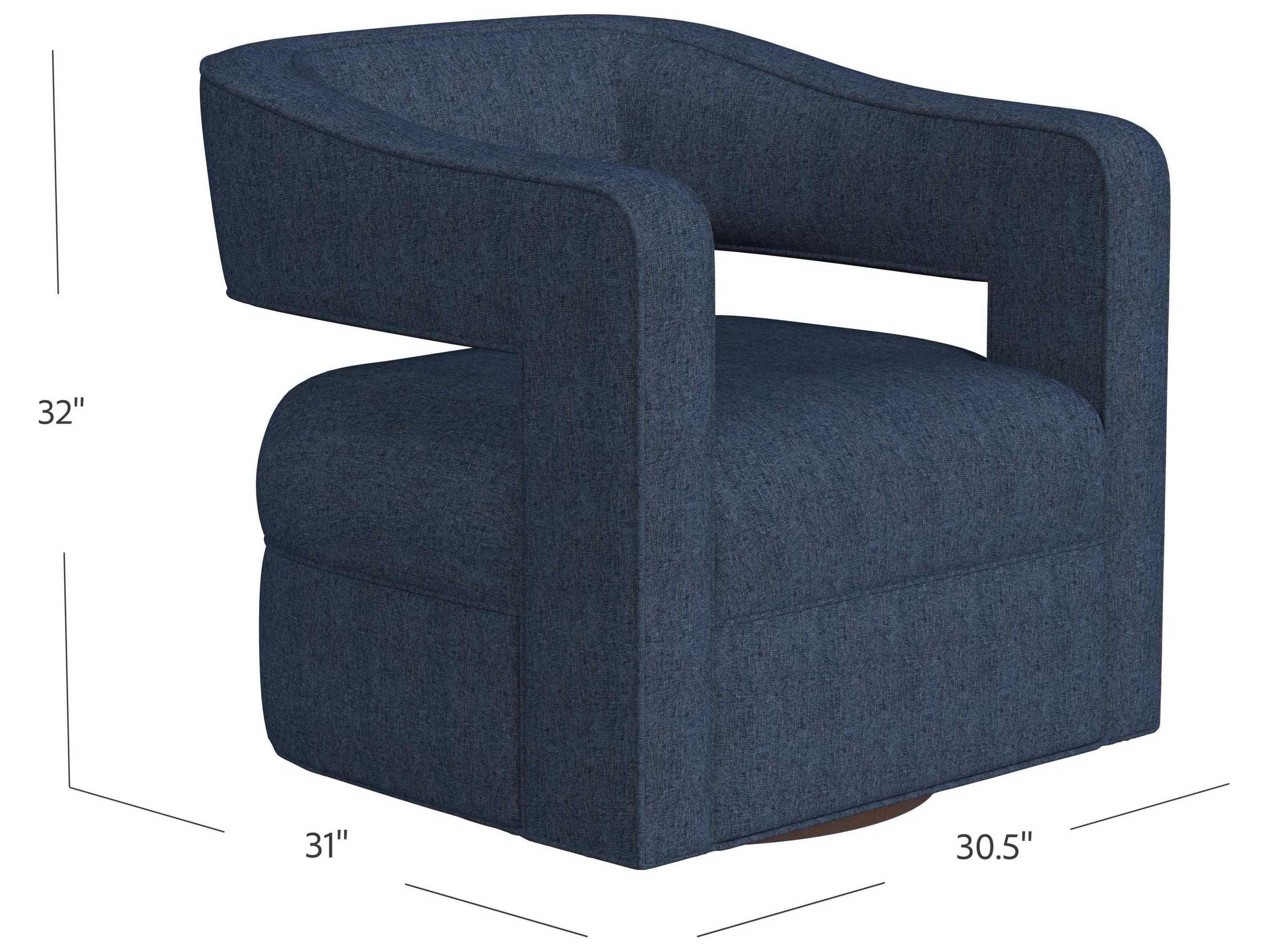 HF Custom by Hooker Furniture Max Swivel Blue Fabric Accent Chair