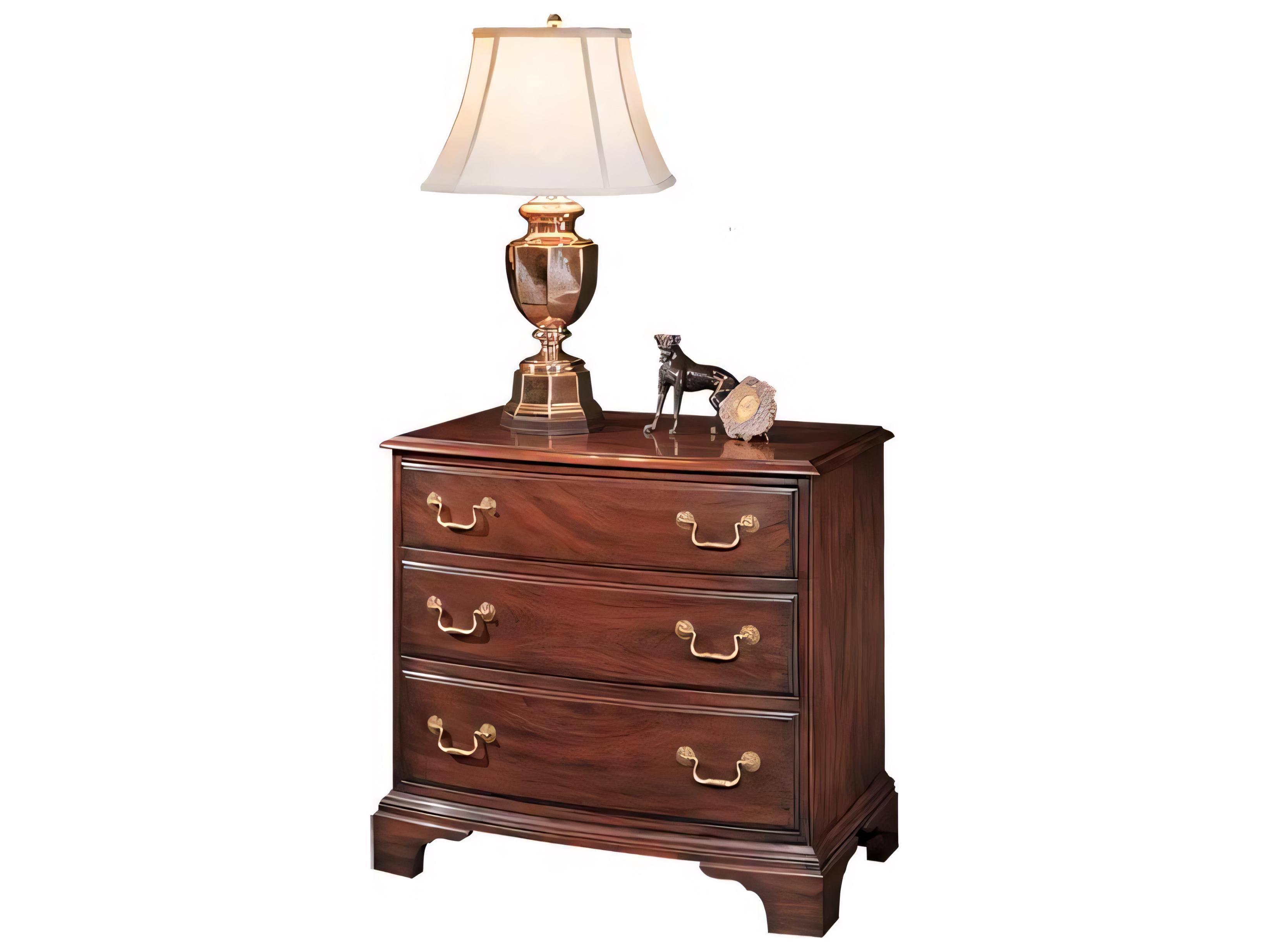 Henkel Harris 3-Drawers Brown Mahogany Wood Chest Nightstand