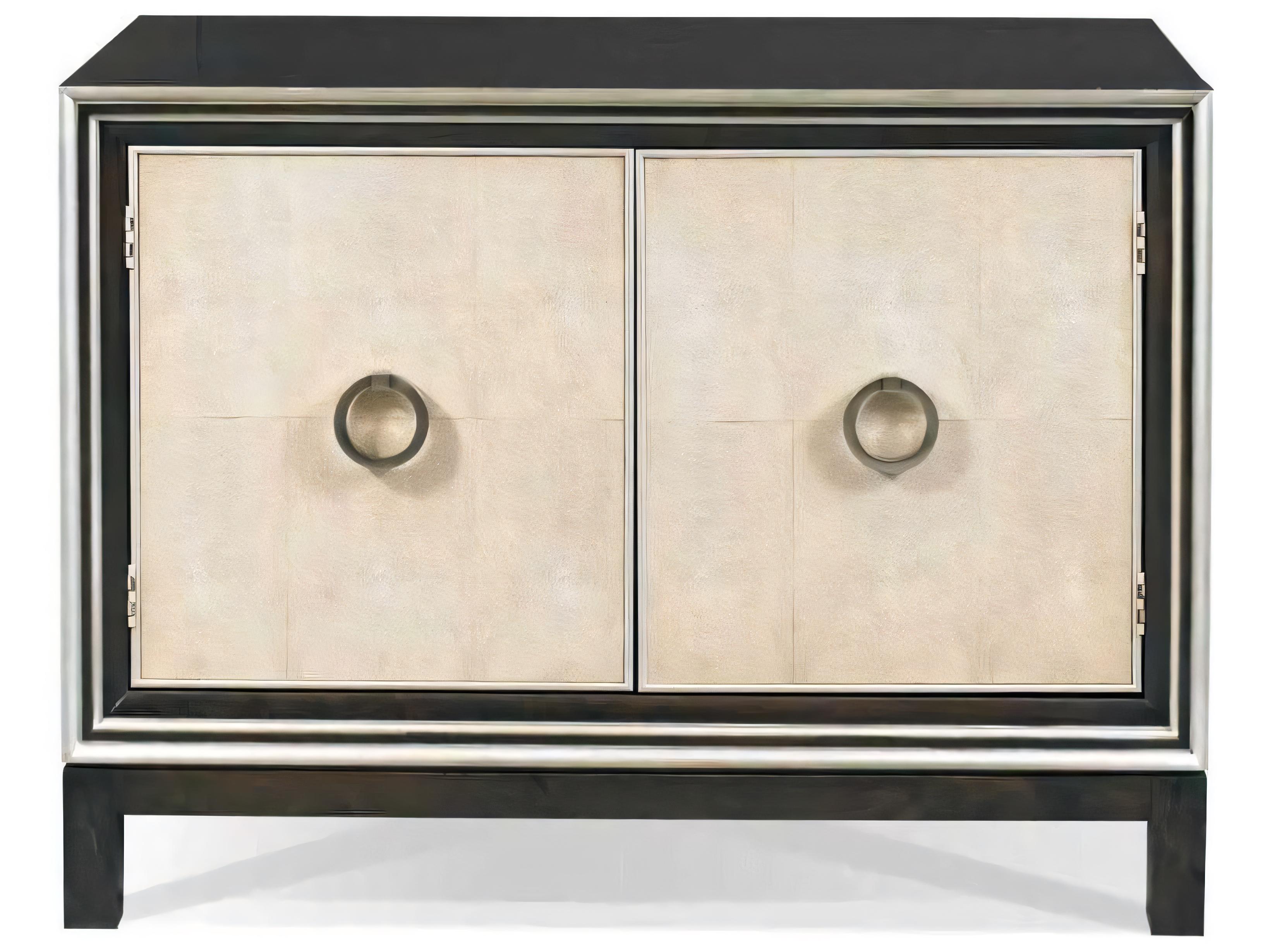 Hickory White Eric Low 2-Door Accent Cabinet with Faux Shagreen
