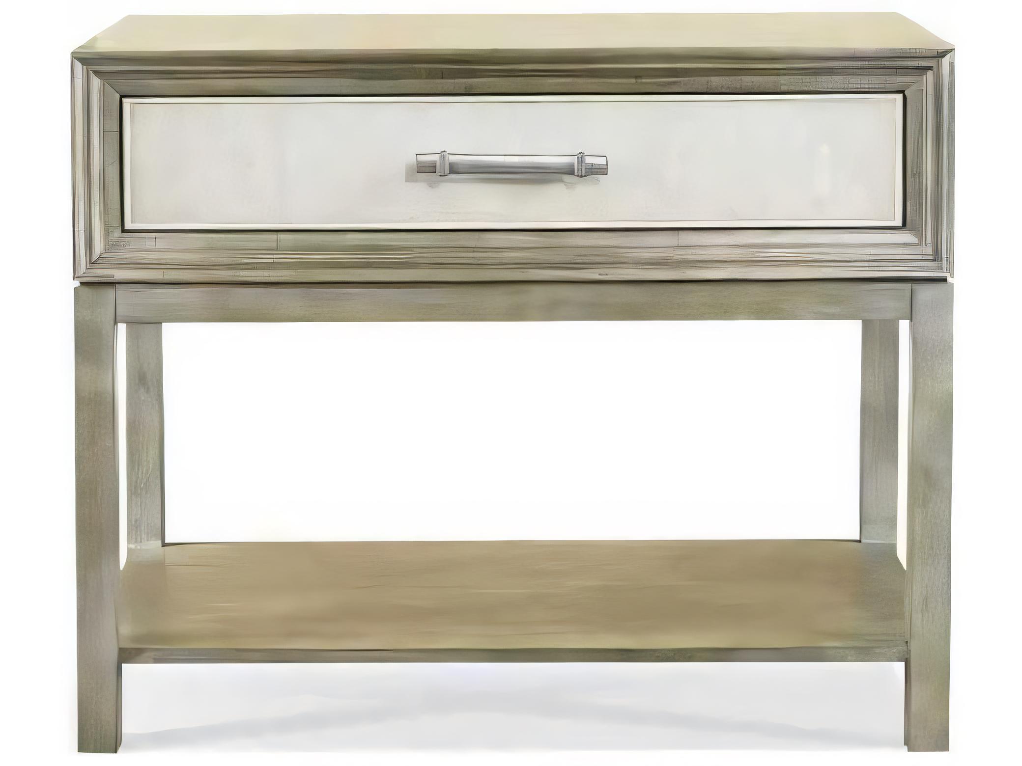 Hickory White Custom Elements Cabinet Rectangular Wood Stone End Table