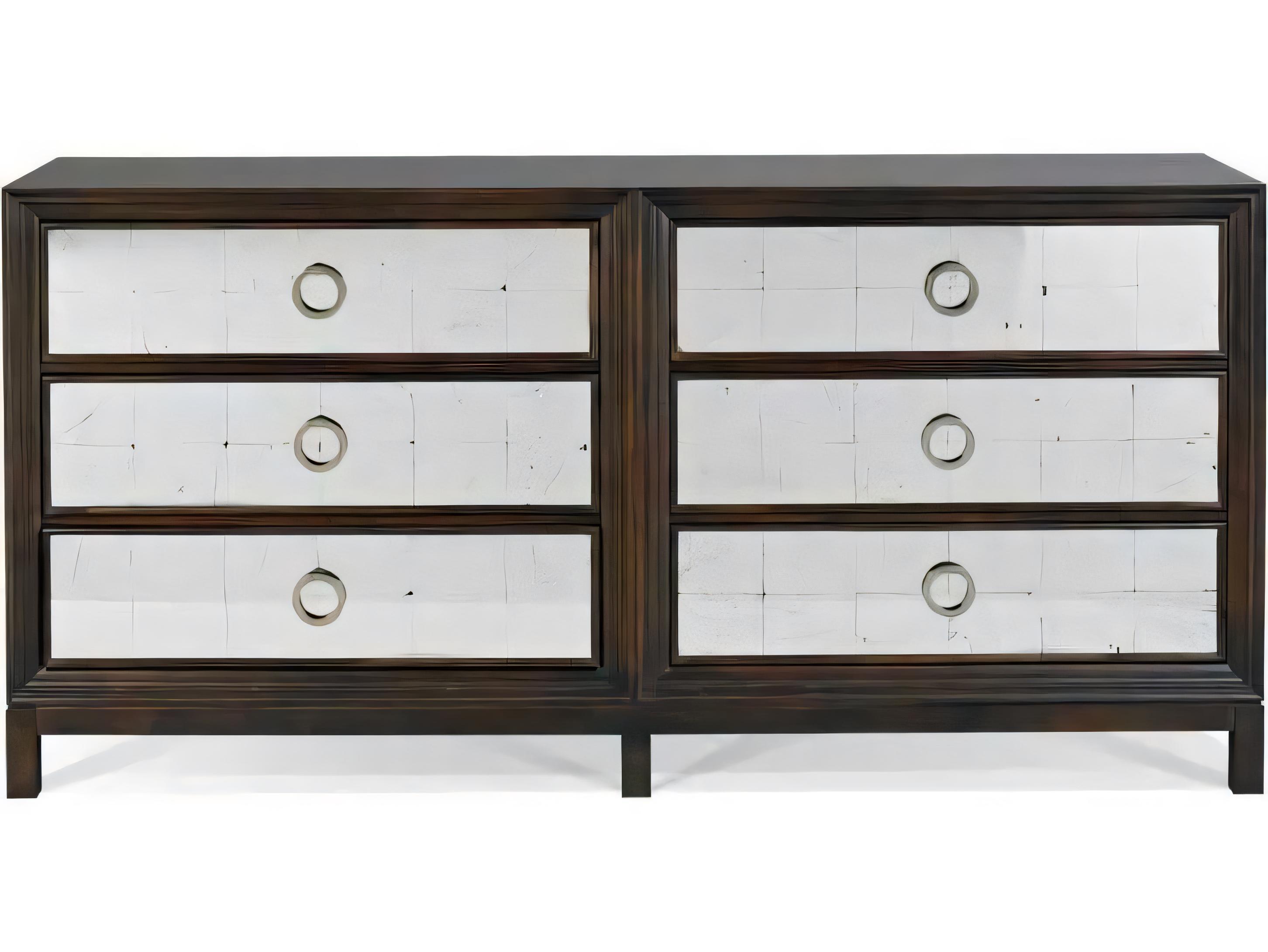 Hickory White Custom Elements Cabinet 6-Drawers Brown Maple Wood Double Dresser