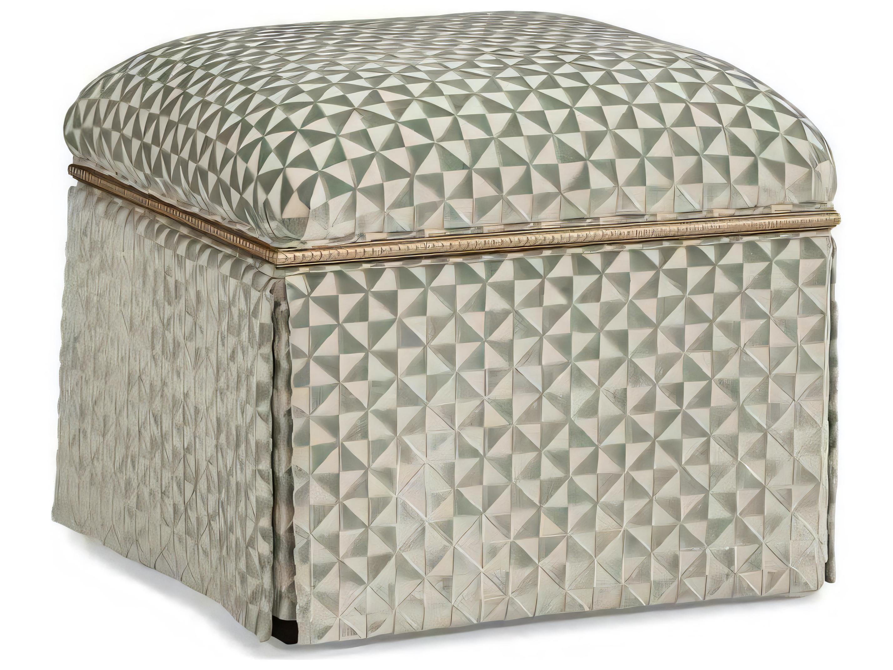 Hickory White Custom Elements Upholstery Platinum Green Upholstered Ottoman