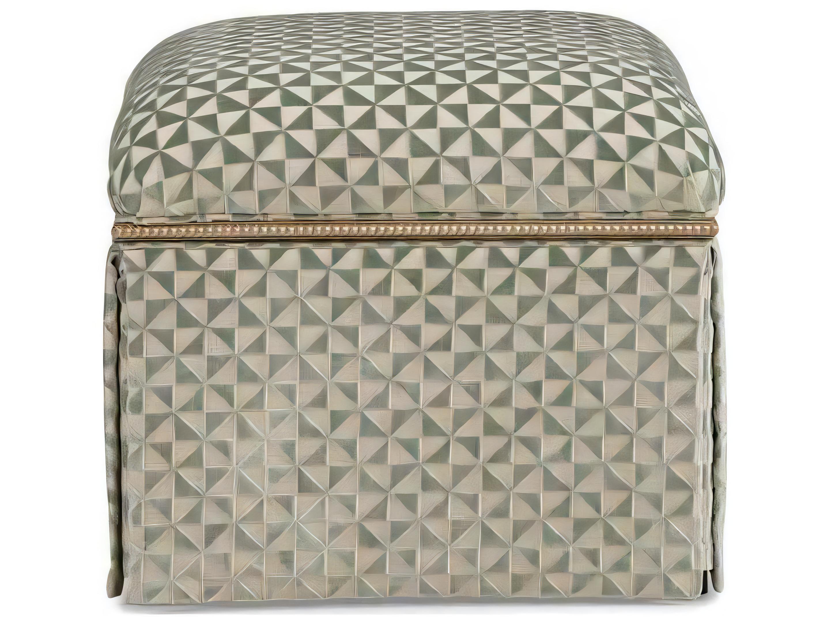Hickory White Custom Elements Upholstery Platinum Green Upholstered Ottoman