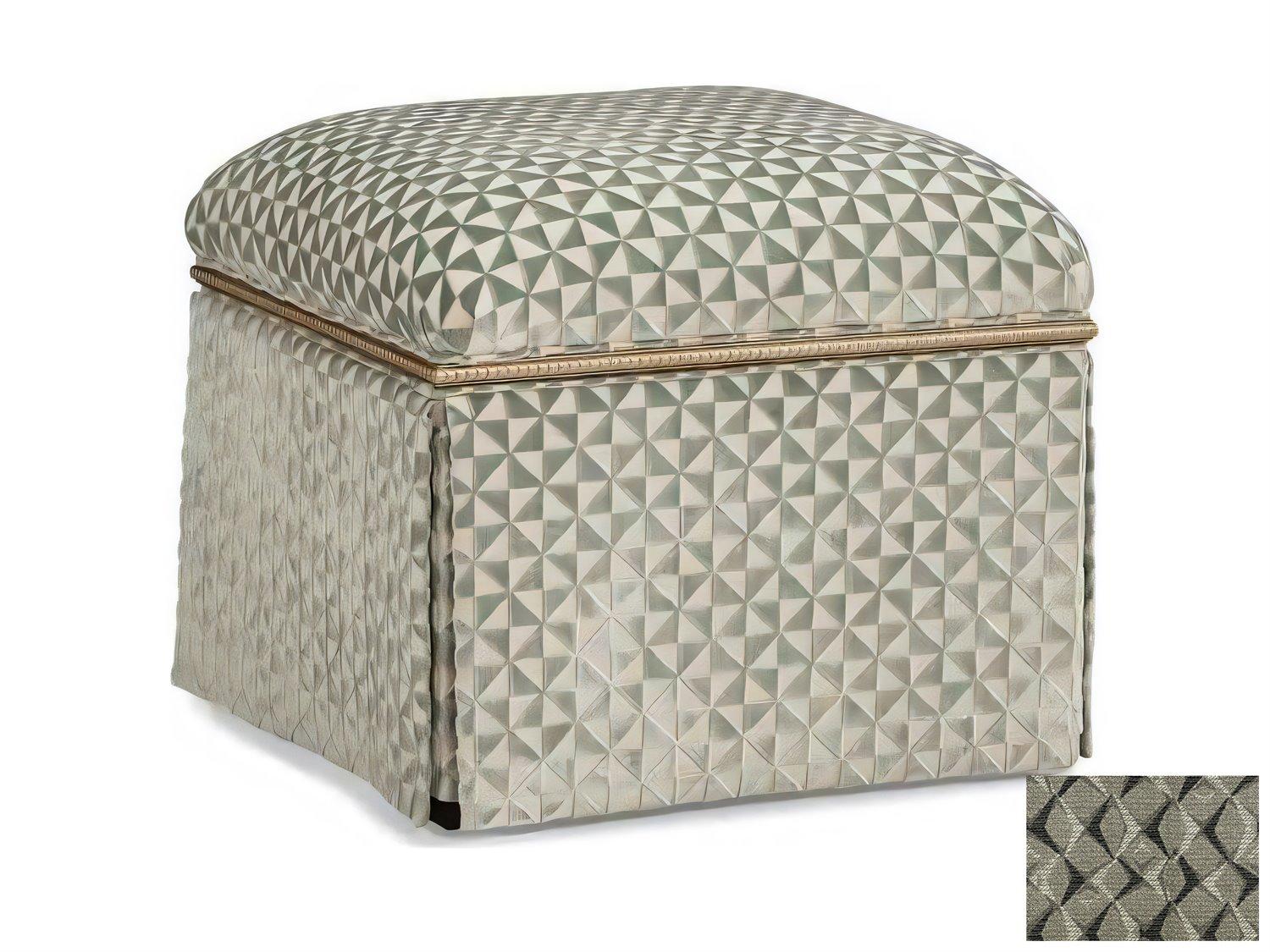 Hickory White Custom Elements Upholstery Platinum Green Upholstered Ottoman