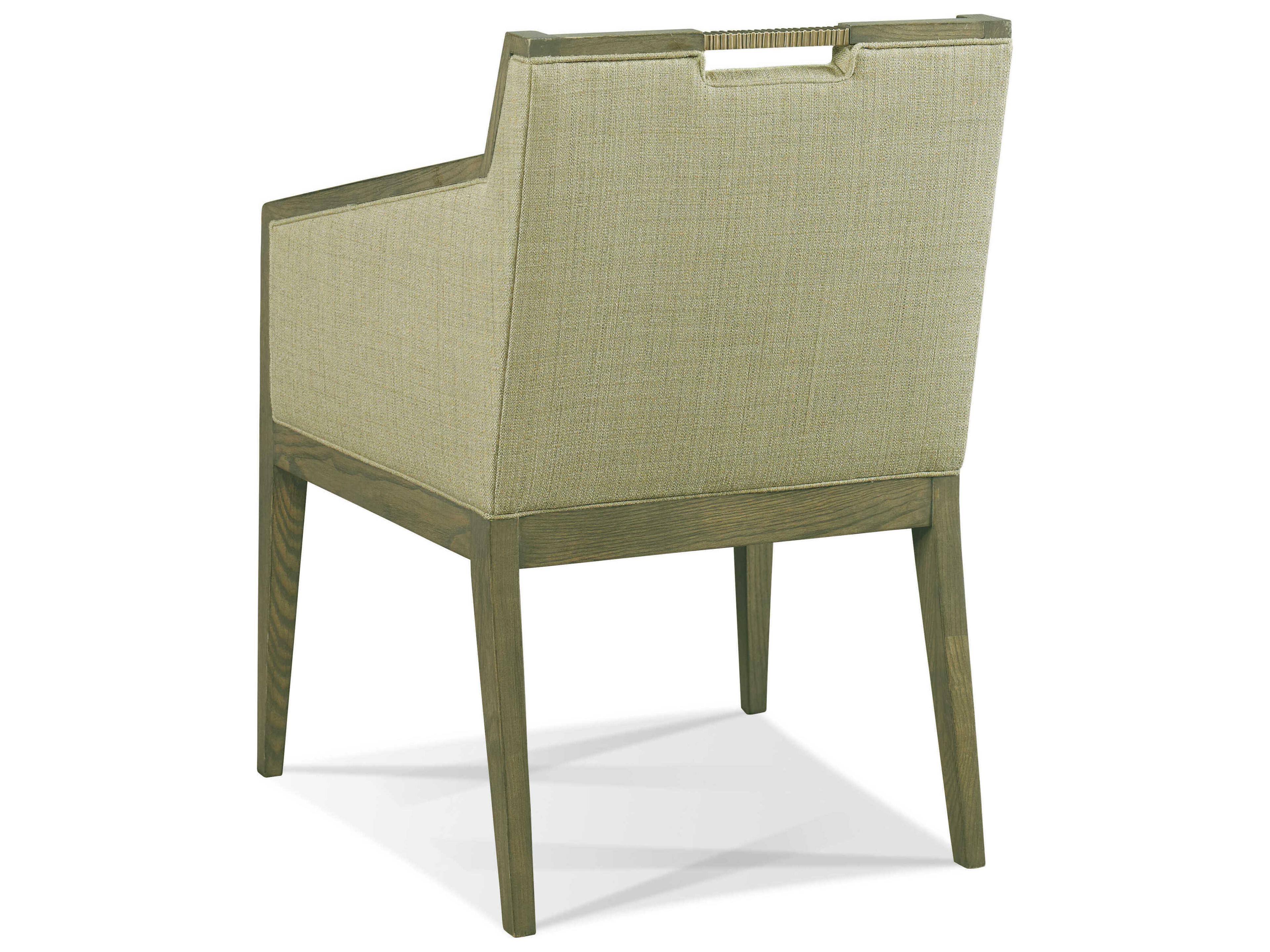 Hickory White Odyssey Ash Wood Beige Upholstered Morris Arm Dining Chair