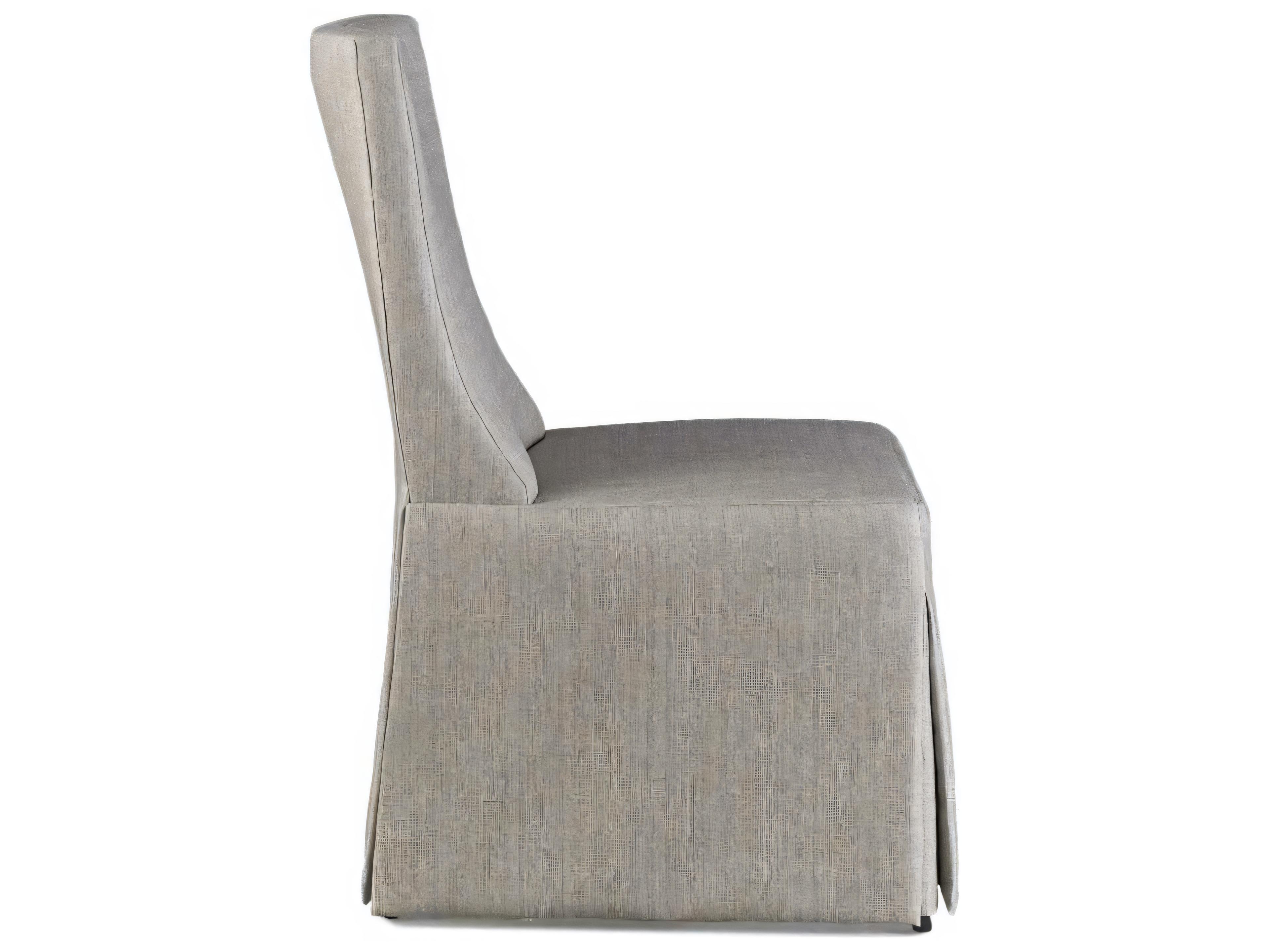 Hickory White Odyssey Hardwood Gray Upholstered Oasis Skirted Side Dining Chair