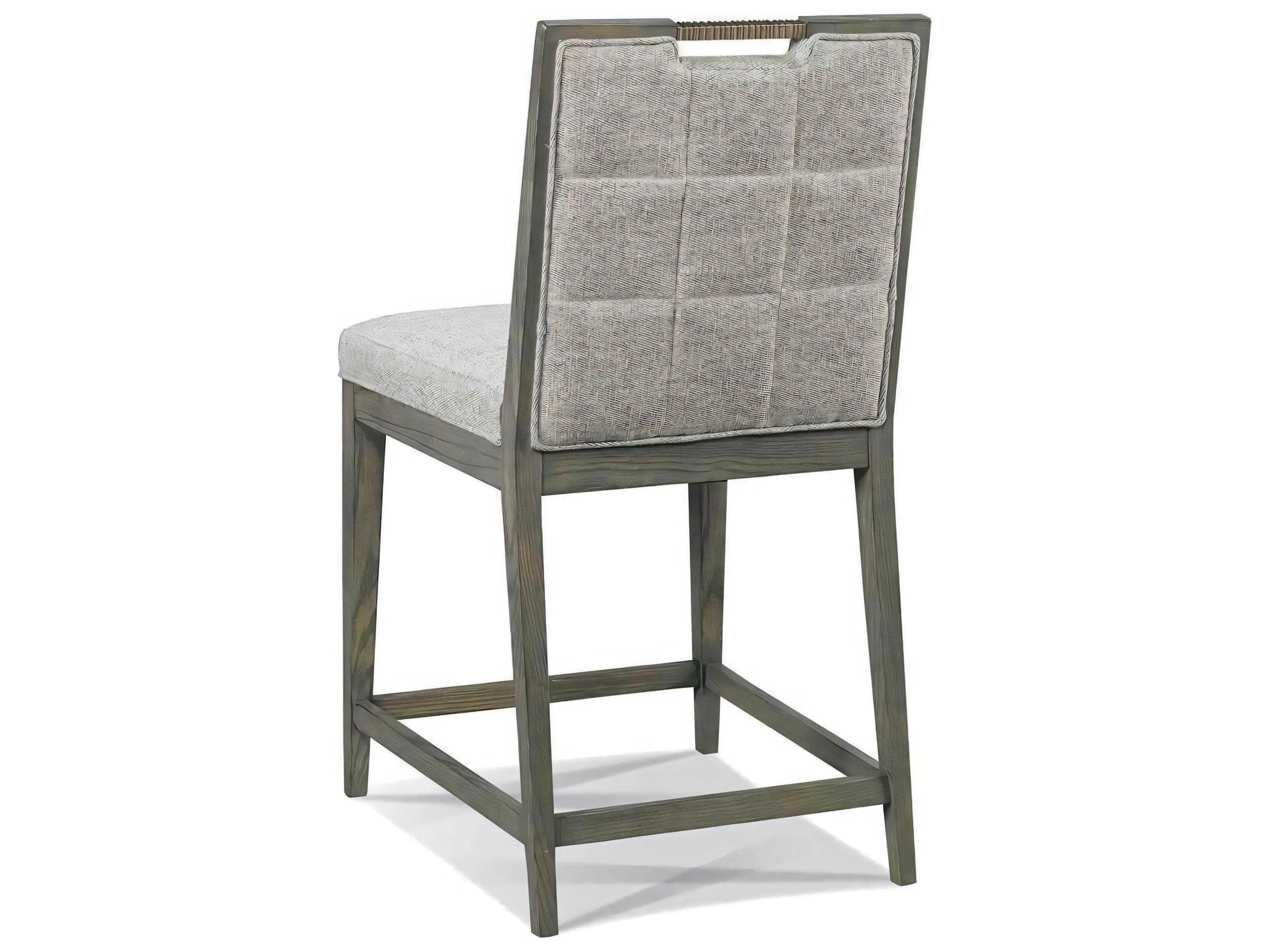 Hickory White Odyssey Vintage Grey Upholstered Ash Wood Morris Counter Stool