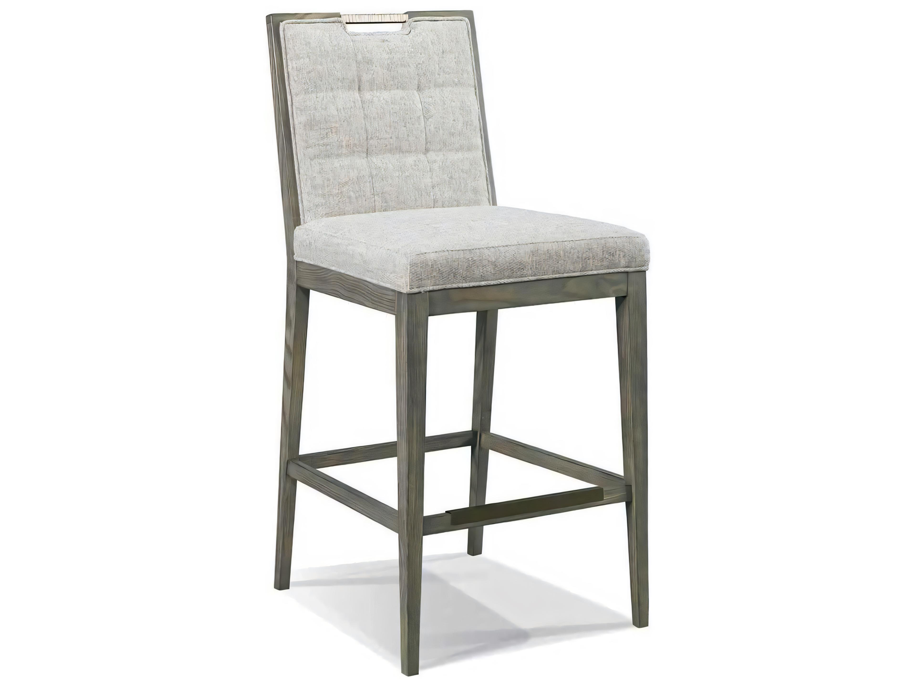Hickory White Odyssey Vintage Grey Upholstered Ash Wood Morris Bar Stool