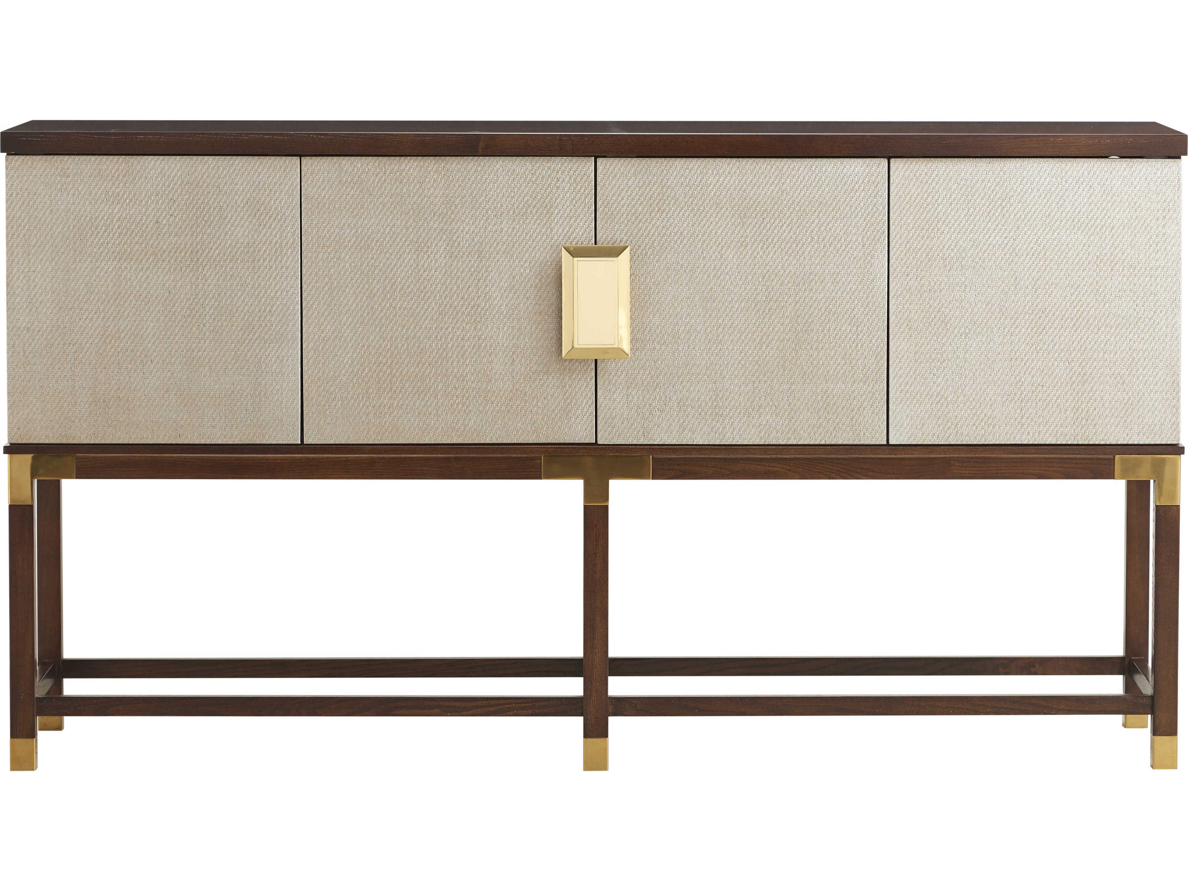 Hickory White Trellis 70" Ash Wood Modern Walnut Sideboard